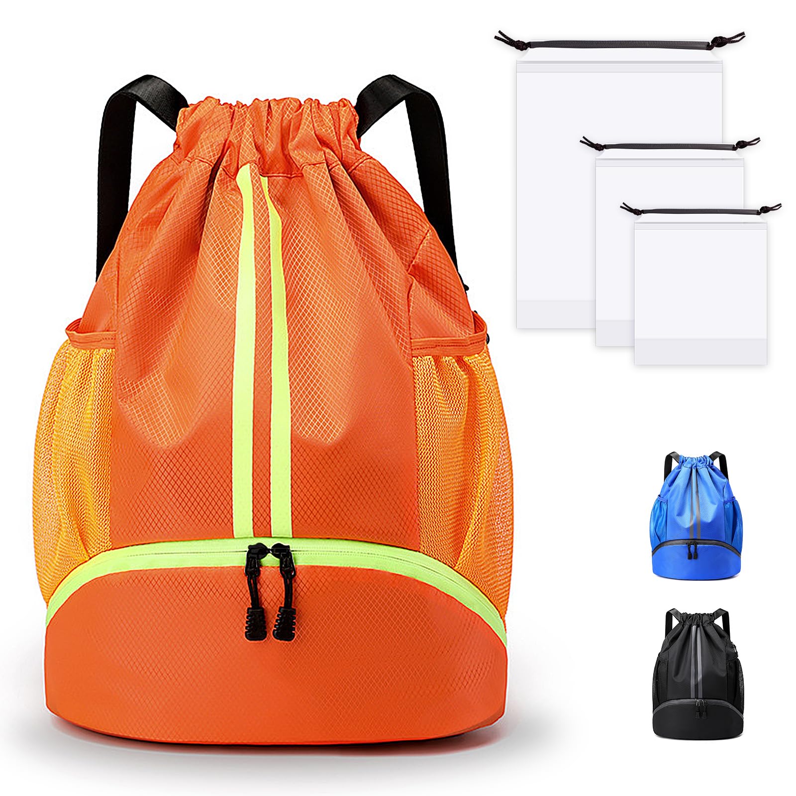 GrantopDrawstring Gym Bag,Waterproof Sport Gym Sack Bag,Oxford PE Bag with Shoe Compartment for Sports,Holidays,School