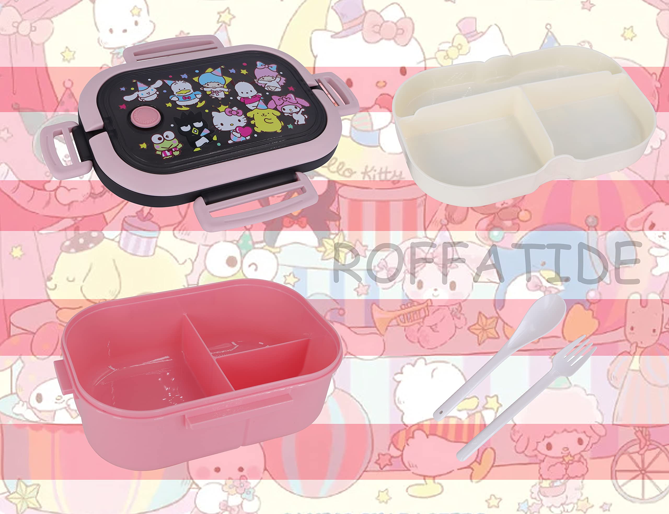 Scatola Bento Kawaii Cinnamoroll Melody Kuromi | Lunch Box Con Scomparti E Maniglia | Contenitore Per Snack 20x13x8 Cm - 3