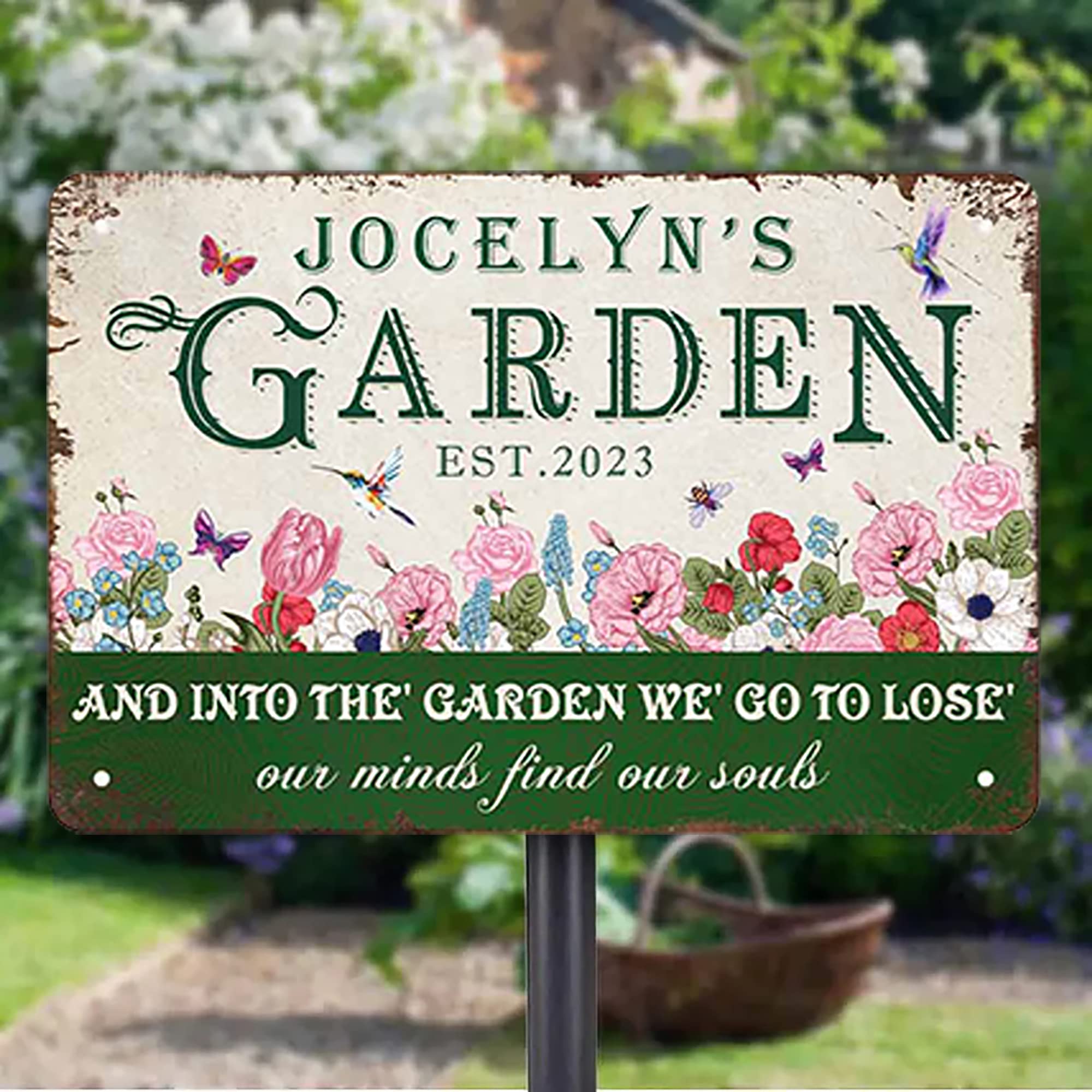 Personalized Metal Signs with Name Made in USA Custom Vintage Garden Sign Waterproof Vintage Decorative Metal Print for Wall Decor Customized Home