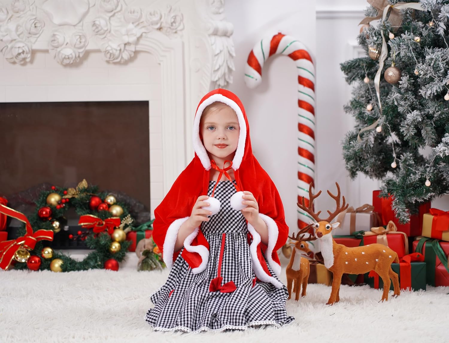 FYMNSI Baby Girls Christmas Dress Toddler Kids Sleeveless Plaid Tutu Dress and Cape 2PCS Santa Birthday Party Photo Shoot - Image 5