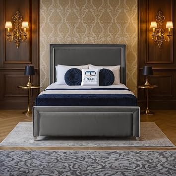Hampton Upholstered Bed - Plush Velvet Headboard & Footboard   Gas Lift With Black Board Base Steel, Single - Gas Lift, With Mattress