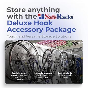 SafeRacks Heavy Duty White Steel Garage Accessory Hook Package