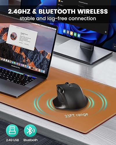 Miniatura 3 de XUANGUI Wireless Ergonomic Computer Mouse Bluetooth Cordless Mice for Large Hands, Max 4800 DPI Wirelss Optical Mose Ergo Shaped with Side Buttons