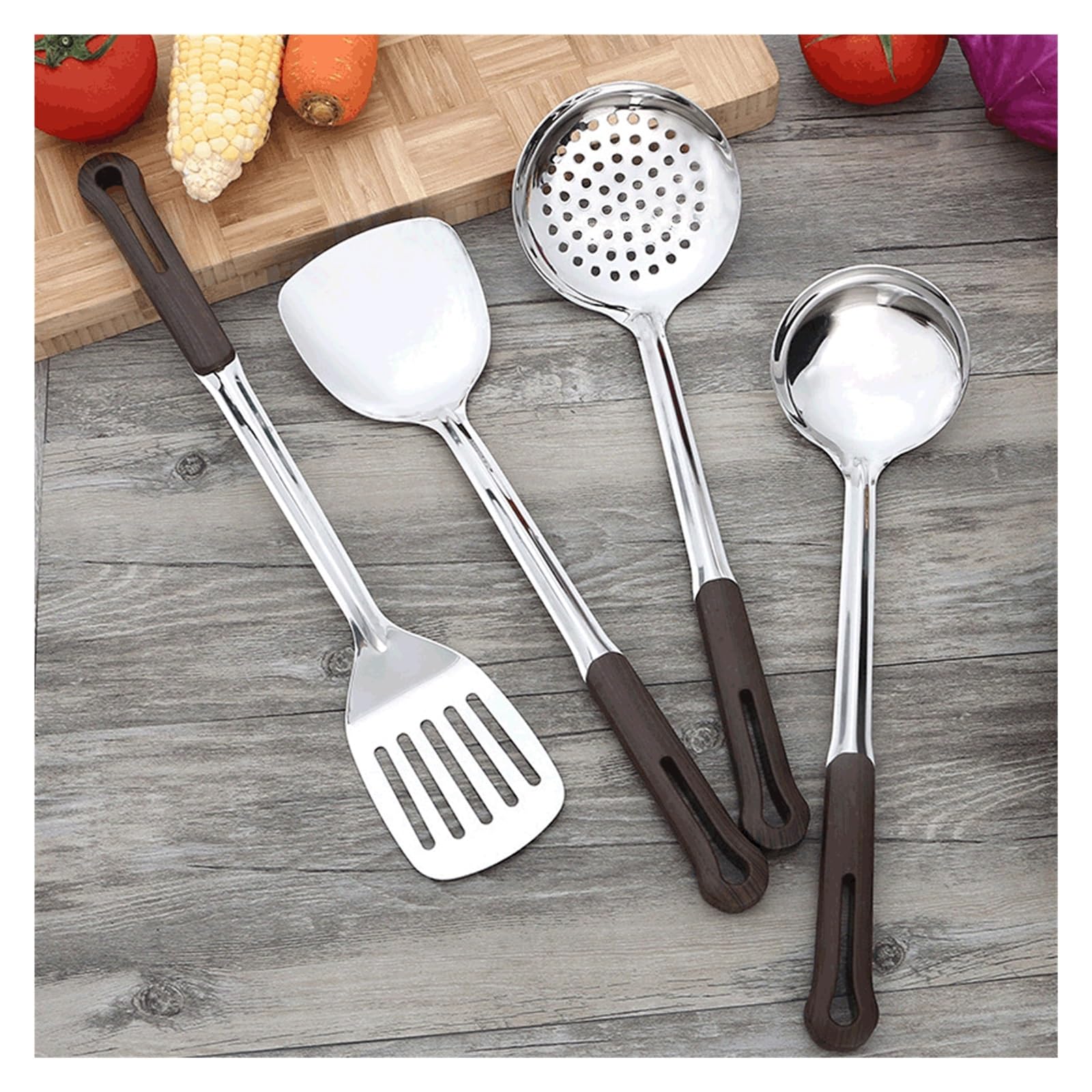 MYUYEE Spatula Spoon Kitchen Utensils Stainless Steel Spatula And Ladle Cooking Tool Soup Ladle Spoon Spatula