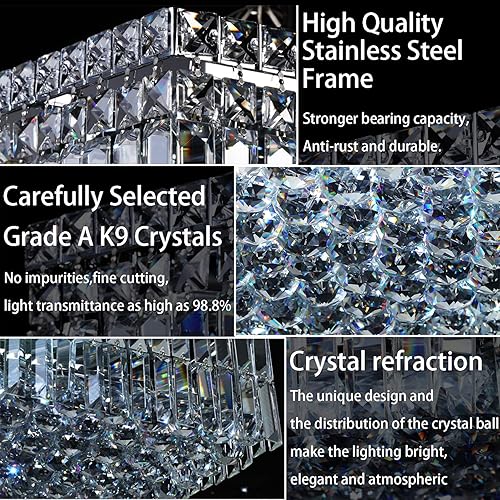 Miniatura 5 de Luminarias de techo de montaje empotrado modernas de 12 luces, elegante lámpara colgante de araña de cristal para recámara, sala de estar, comedor,