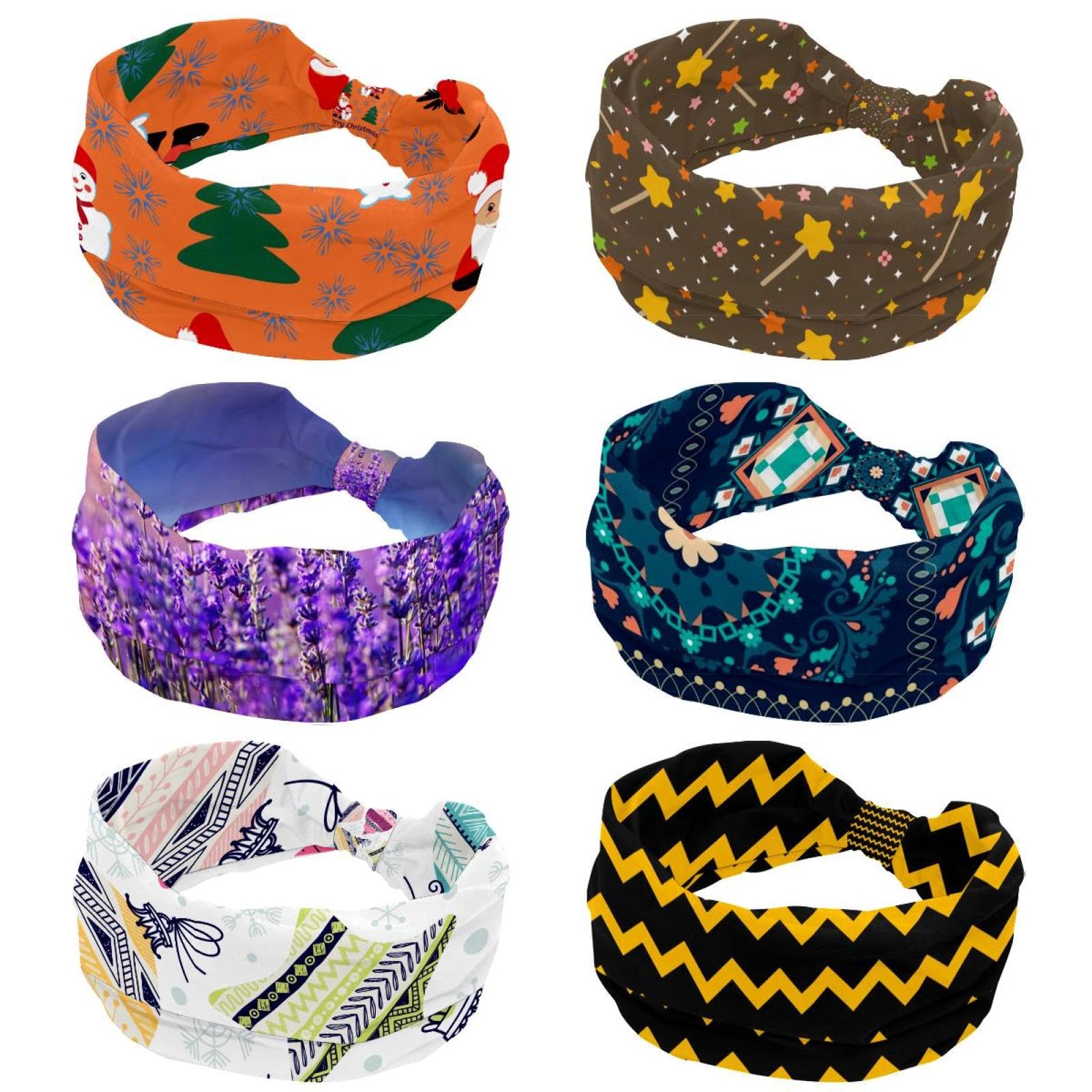 Squirel Lot de 6 bandeaux élastiques antidérapants pour femme Motif fruits Pour yoga, sueur, sport