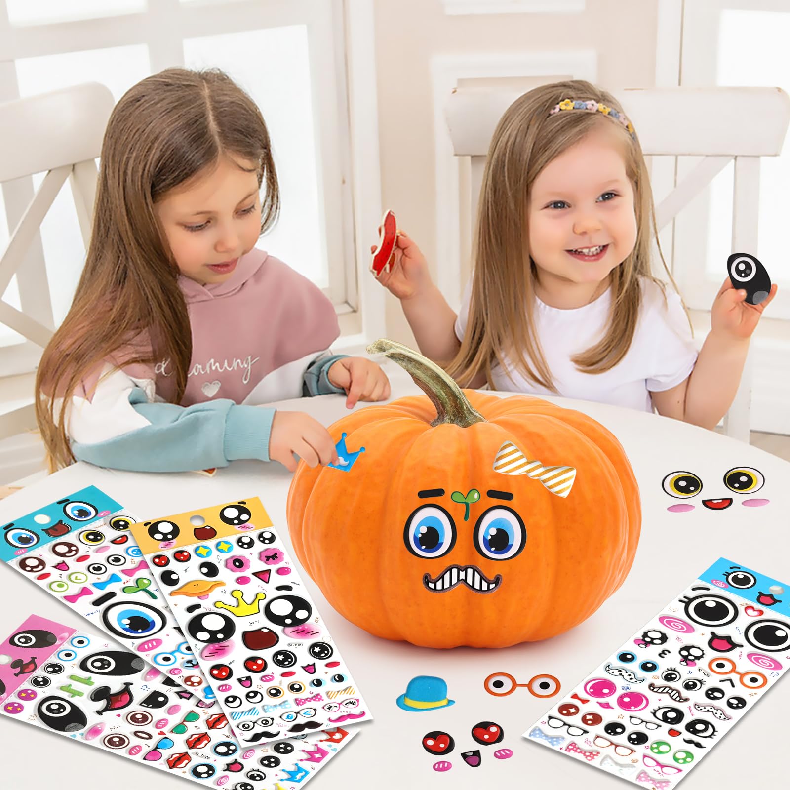 Jactales Puffy Googly Eyes Stickers for Kids Crafts,Sticky Foam Eyeball Stickers,Wiggle Eye Stickers with Mouth Nose - Self Adhesive, Assorted Sizes: Small and Large,Easy Peel and Stick on,4 Sheets - Image 3