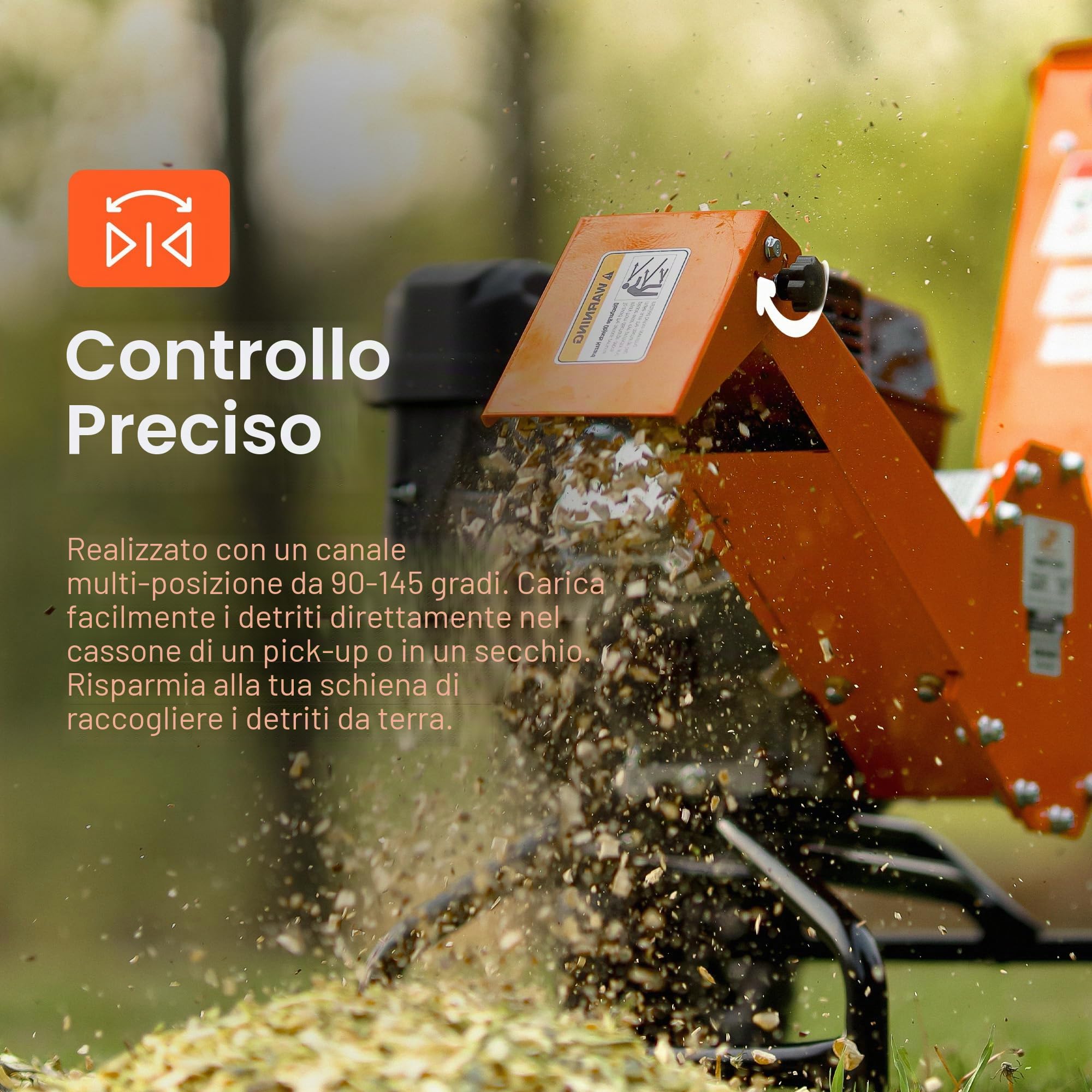 Trituratore cippatore SuperHandy Motore da 7 HP Design del gruppo rotore compatto e per impieghi gravosi Capacità massima di 3 pollici per la prevenzione e la costruzione di incendi