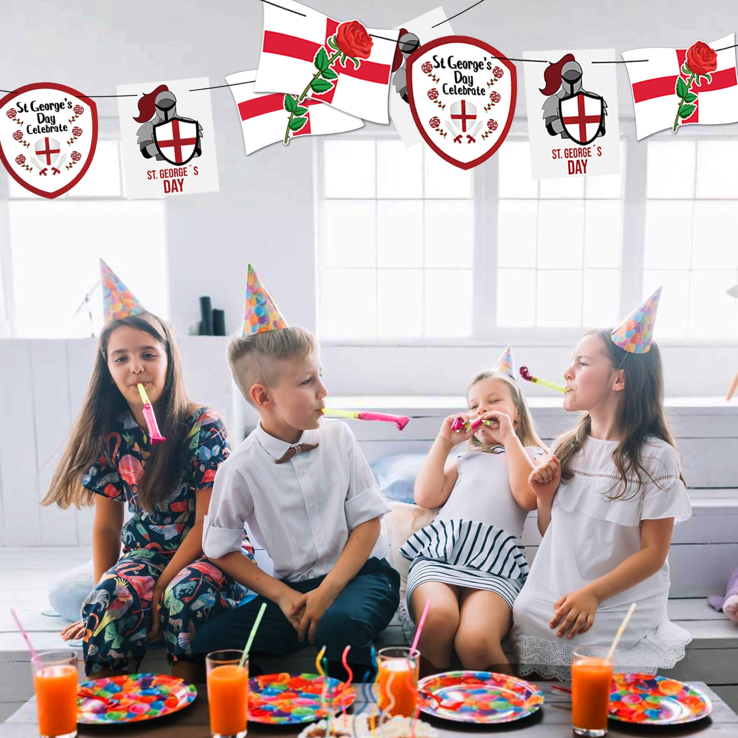 St George's Day Banner Decorations Happy St. George's Day Bunting Decorations for England National Day Patriotic Themed Party Decor - Image 3