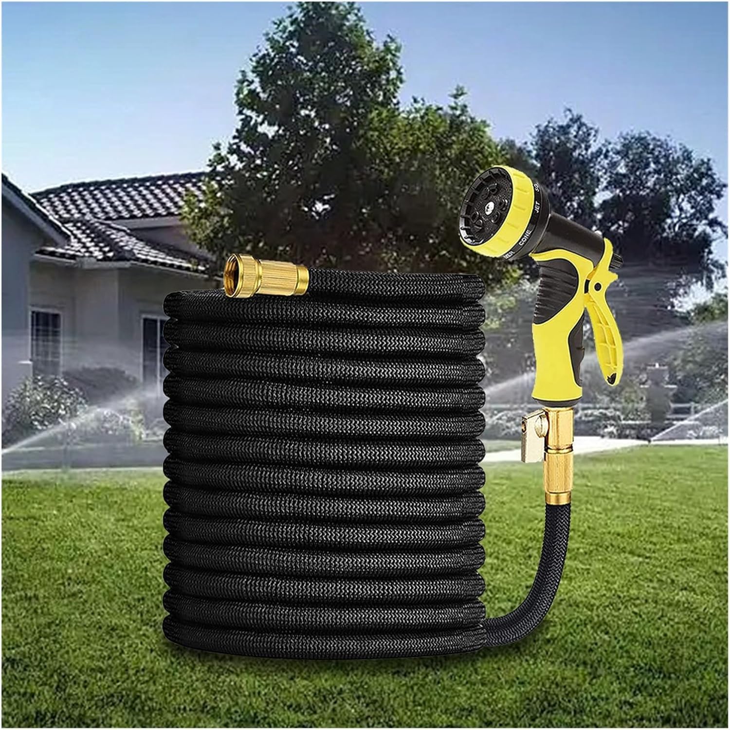 Tuinslangset hogedruk wasstraat waterpistool tuin tuinwaterslang triple hogedruk telescoopslang latex pijp