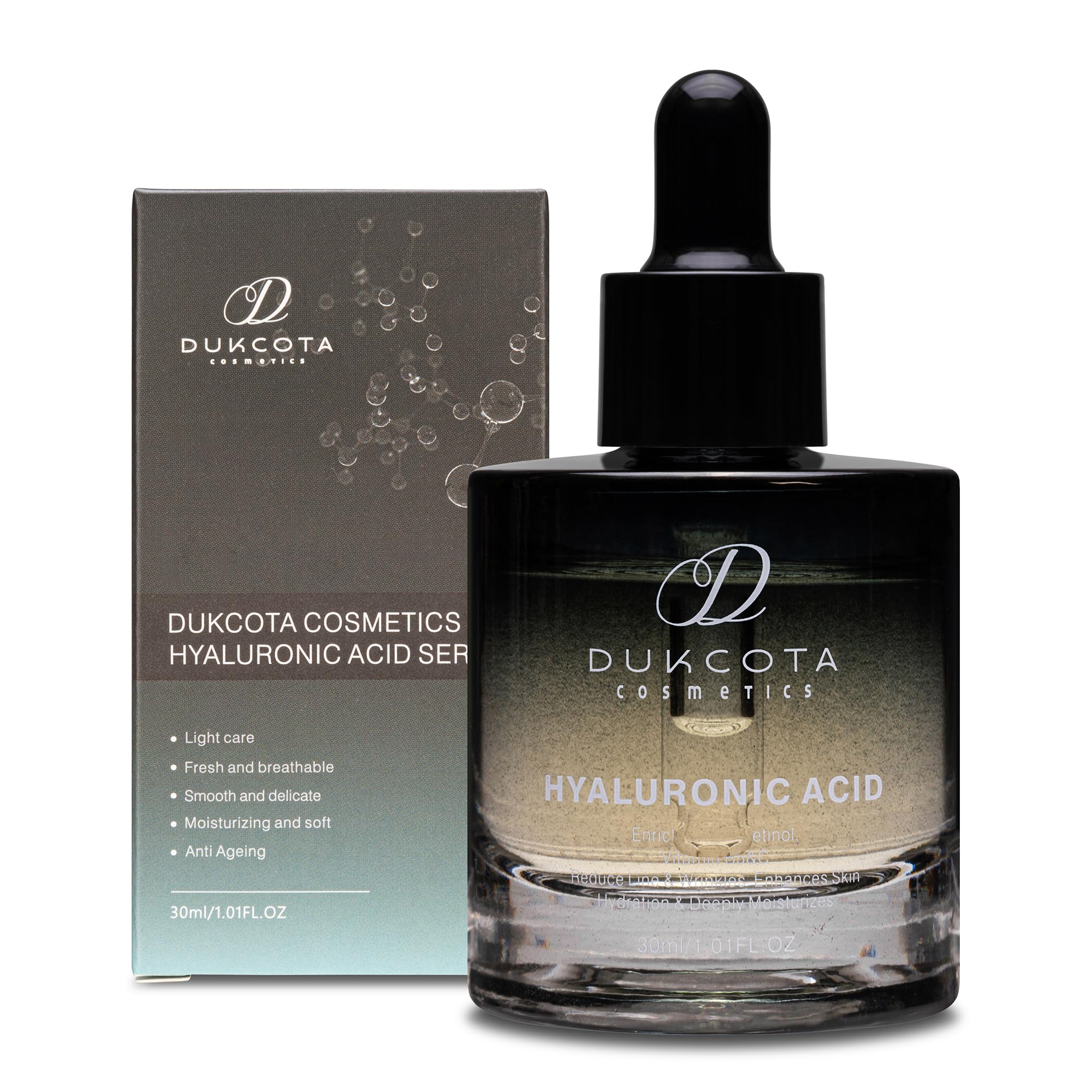 Dukcota 4 in 1 Hyaluronic Acid Serum, 30ml, Vegan, Botanical Ingredients, Hydrating, Anti-Aging, Vitamin C & B5, Retinol - Image 2