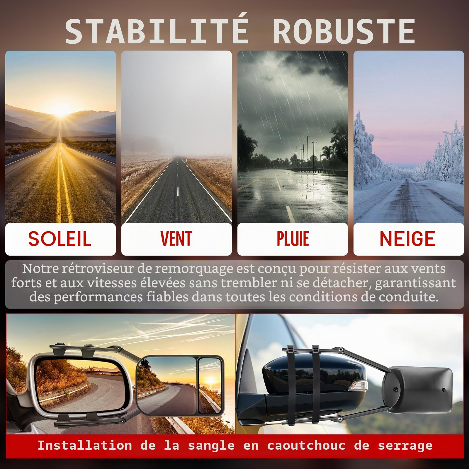 KAOLALI 2pcs Rétroviseur Caravane Voiture Rétroviseurs Extérieurs Camping-car Retroviseur Voiture, Universel Rétroviseur Extension Réglable pour Camping-Car, Caravane, RV