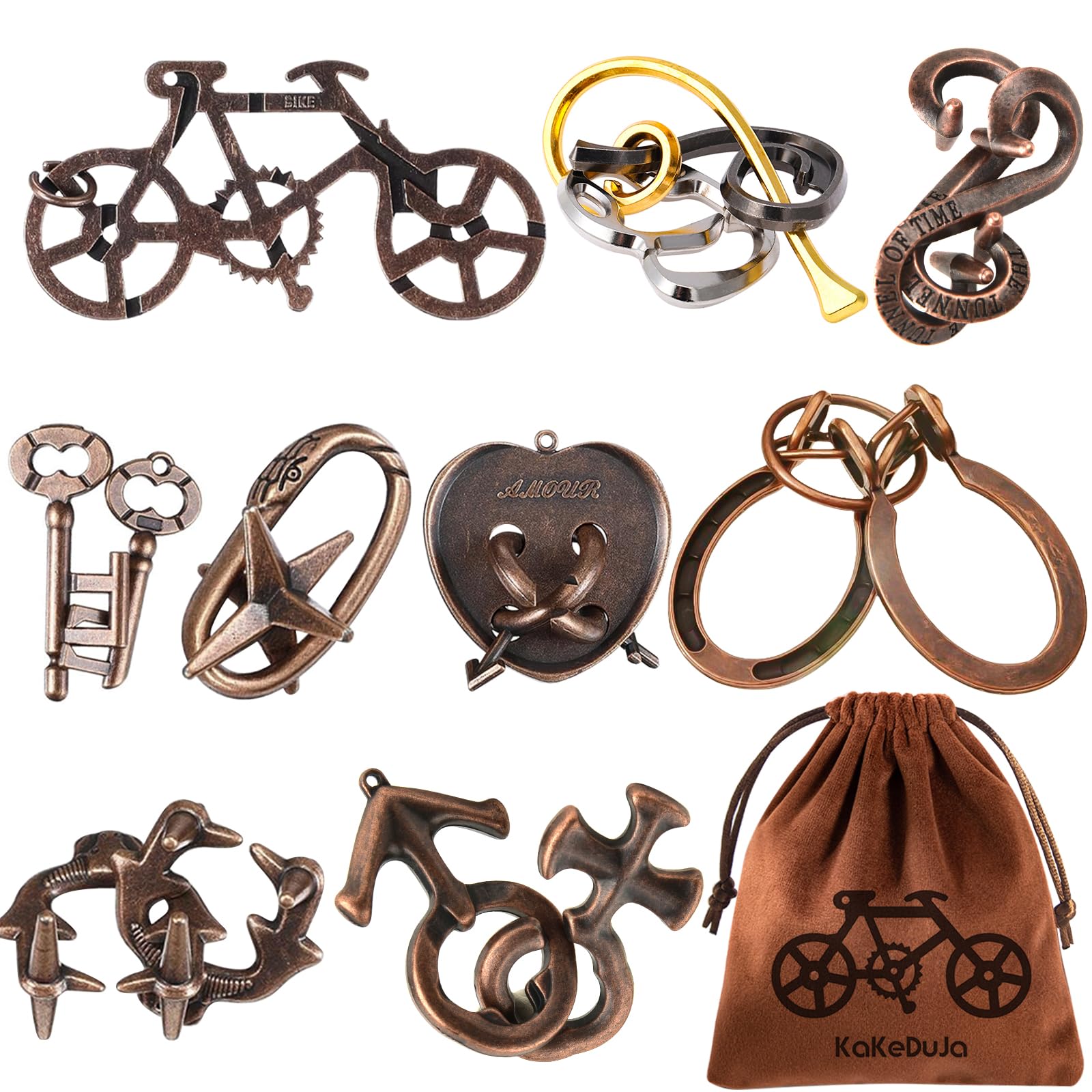 9 PCS Metal Brain Teaser Puzzles Disentanglement Puzzles Lock Puzzle Games Set Gift for Adults Teenagers Kids