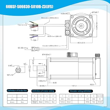 with Brake 600W AC Servo Motor Kit, CNC 220V 3.5A 3000rpm L3000 17-bit Encoder RS485 Servo Motor Driver Controller Kit for CNC Engraver Milling Machine/Robot