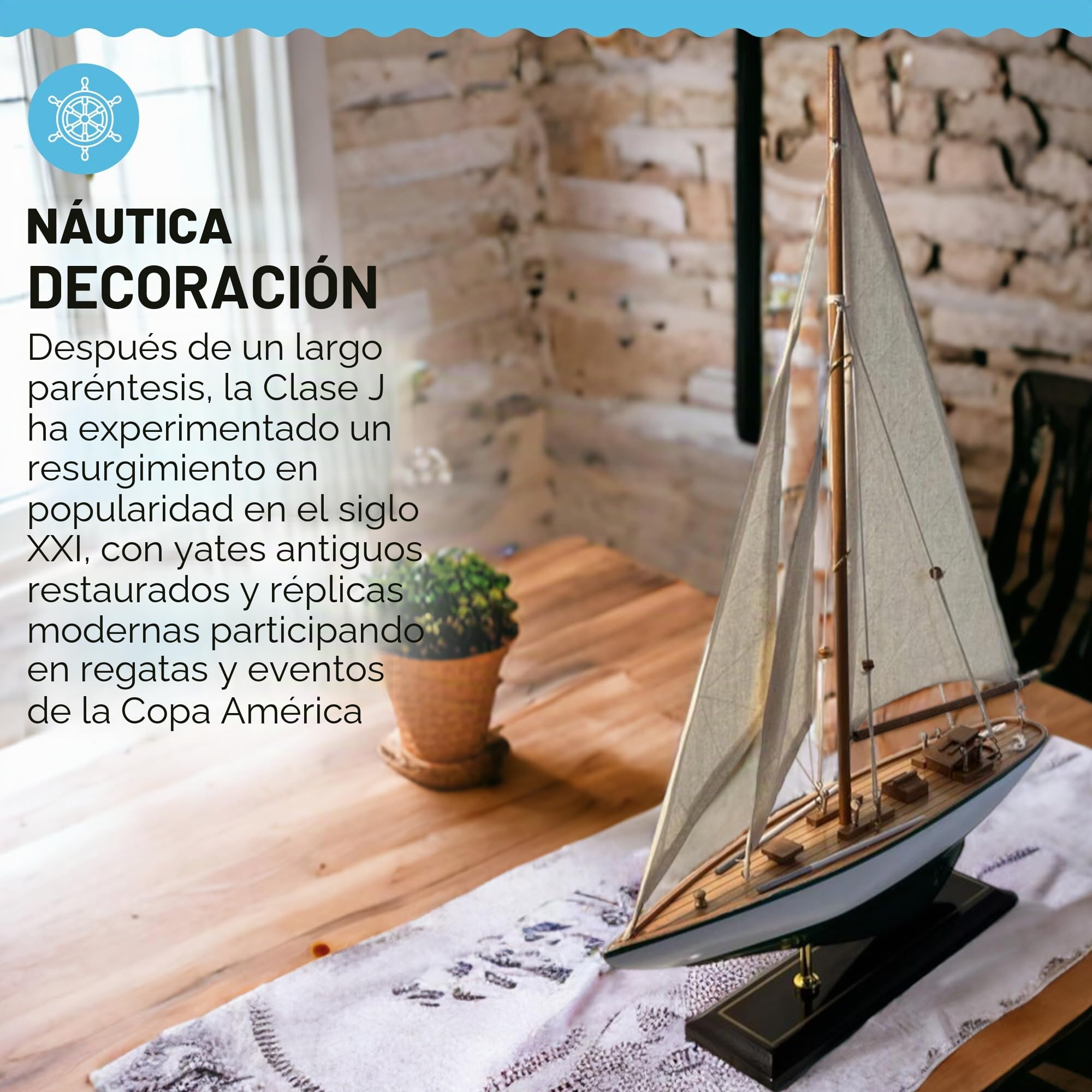 Thorness Detallado 35 cm de largo de madera modelo J Class velero | Yate de carreras de la Copa América | Adorno náutico | Modelo de barco de vela | Modelo de barco totalmente montado