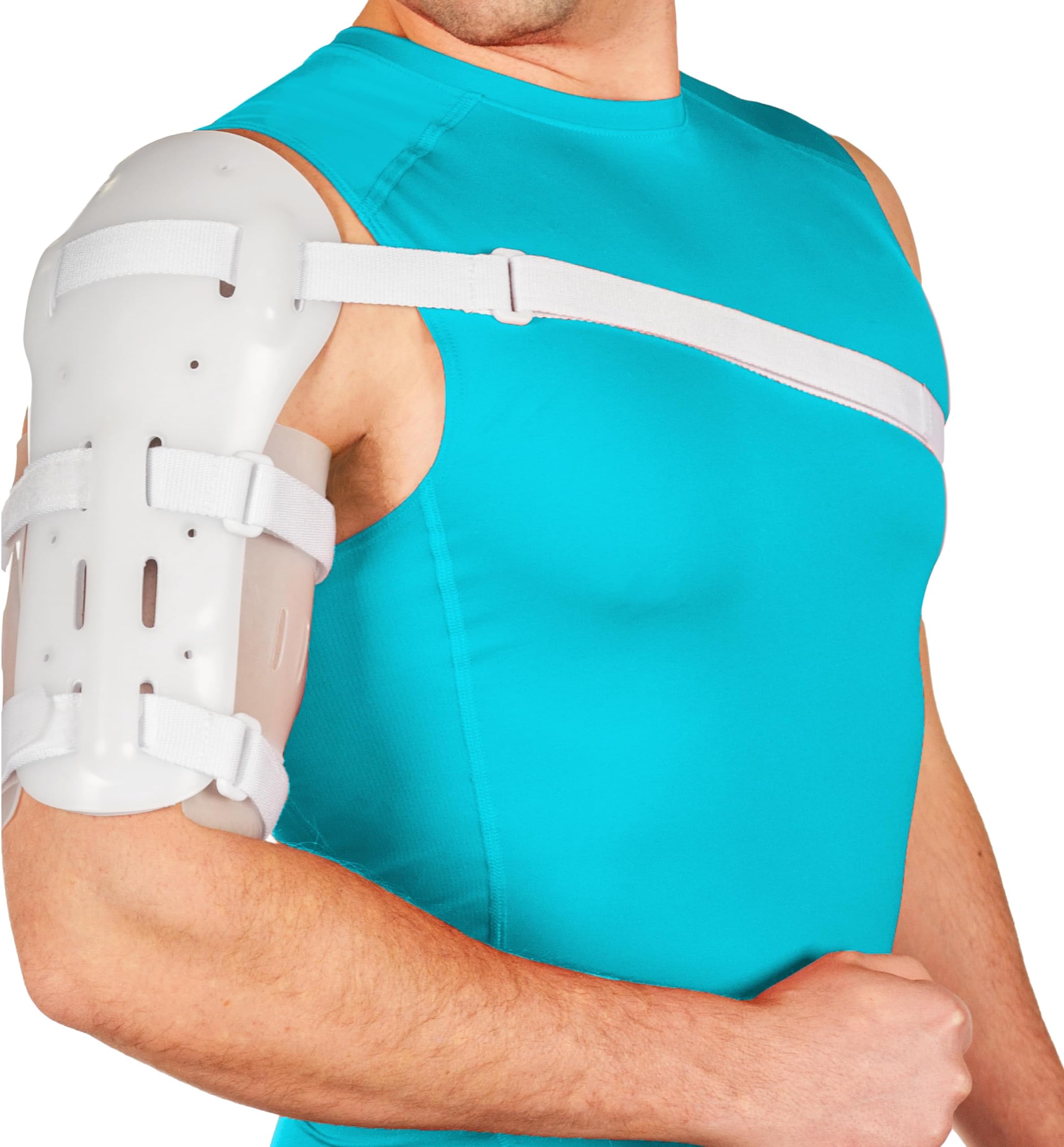 BraceAbility Sarmiento Brace - Humeral Shaft Fracture Splint Cast for Broken Upper Arm, Shoulder, Bicep and Humerus Bone with Stockinette Support (Medium)