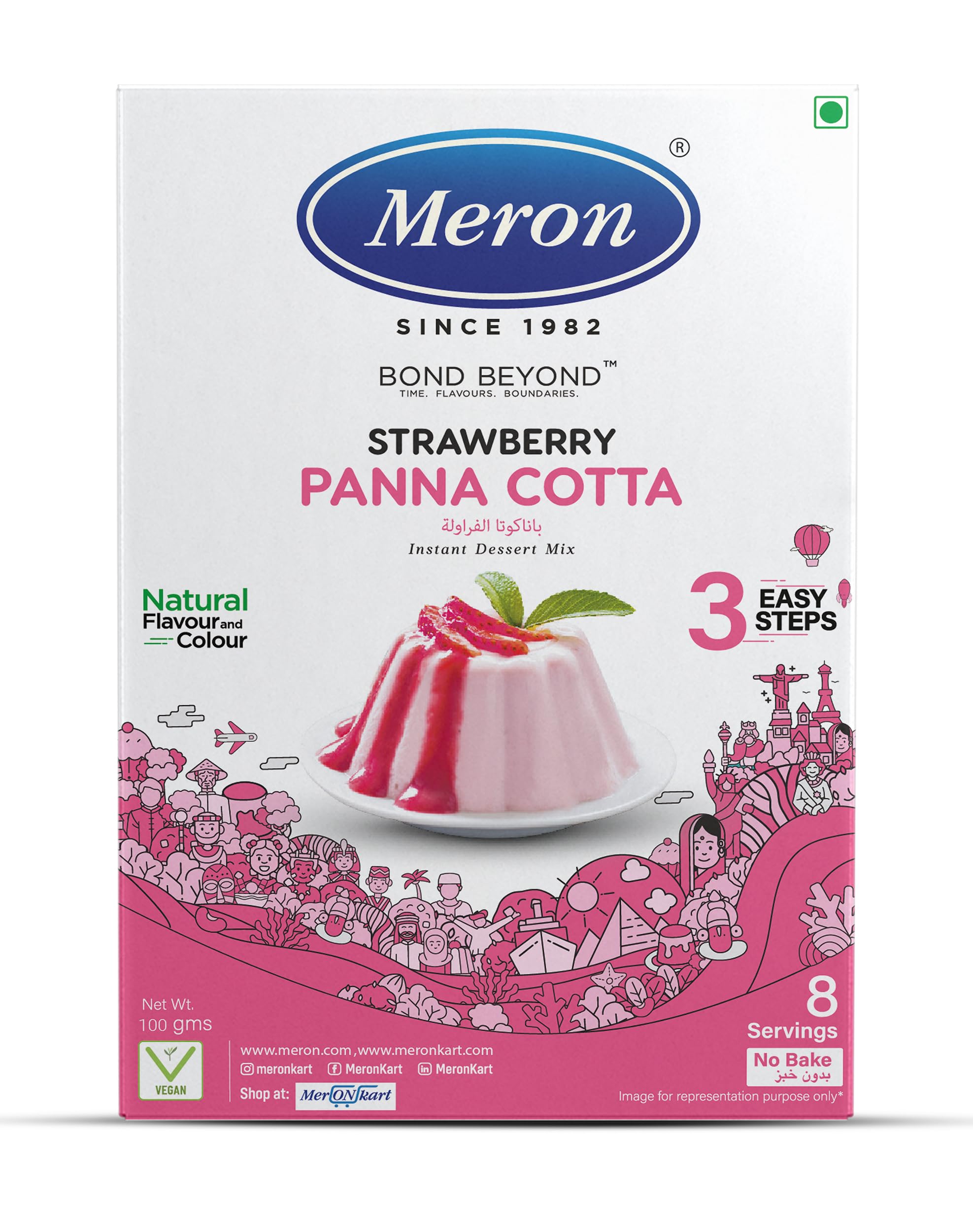 Meron Strawberry Panna Cotta | Instant Dessert Mix | Natural Flavour & Colour | Vegan | 3 Easy Steps | 100g (B0CF2661JV) Amazon Price History, Amazon Price Tracker