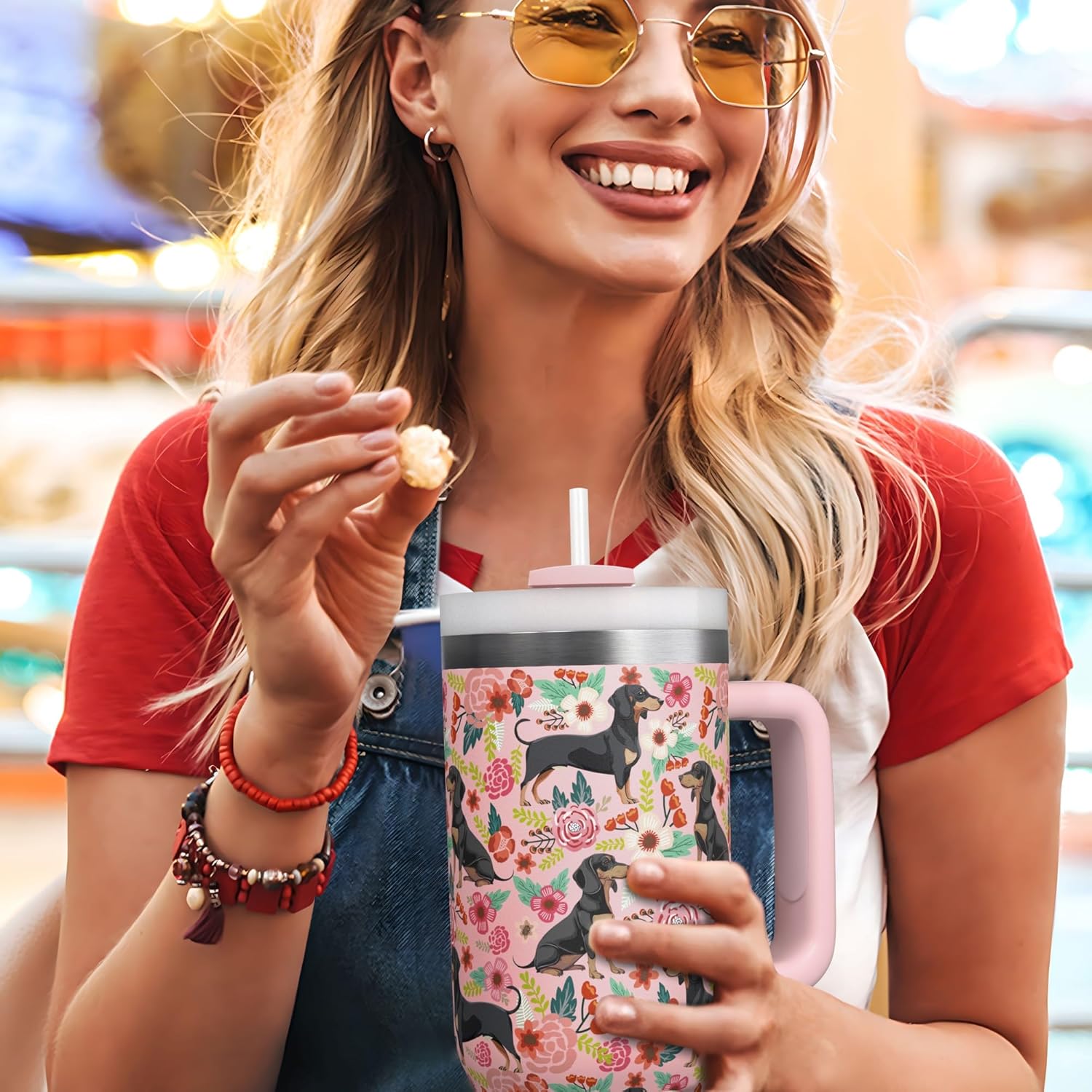 Dachshund Gifts for Women and Dachshund Lovers - 30 Oz Insulated Dachshund Coffee Water Tumbler with Handle and Straw - Dachshund Coffee Mug - Dachshund Drinking Cup Women - Image 5