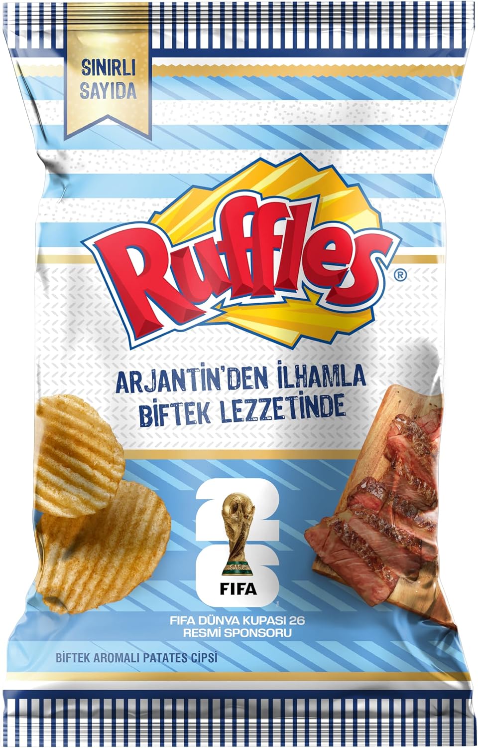 Ruffles Biftek Aromalı Patates Cipsi Süper Boy 115 g - Görsel 1
