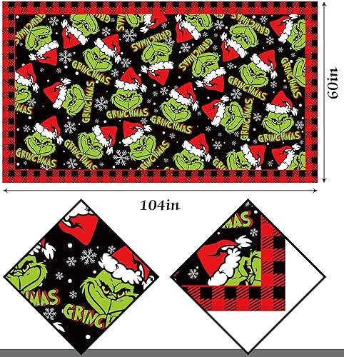 Miniatura 5 de Mantel de Feliz Navidad, decoración de elfo verde Whoville, Navidad, invierno, vacaciones, cumpleaños, suministros para cocina, comedor, decoración
