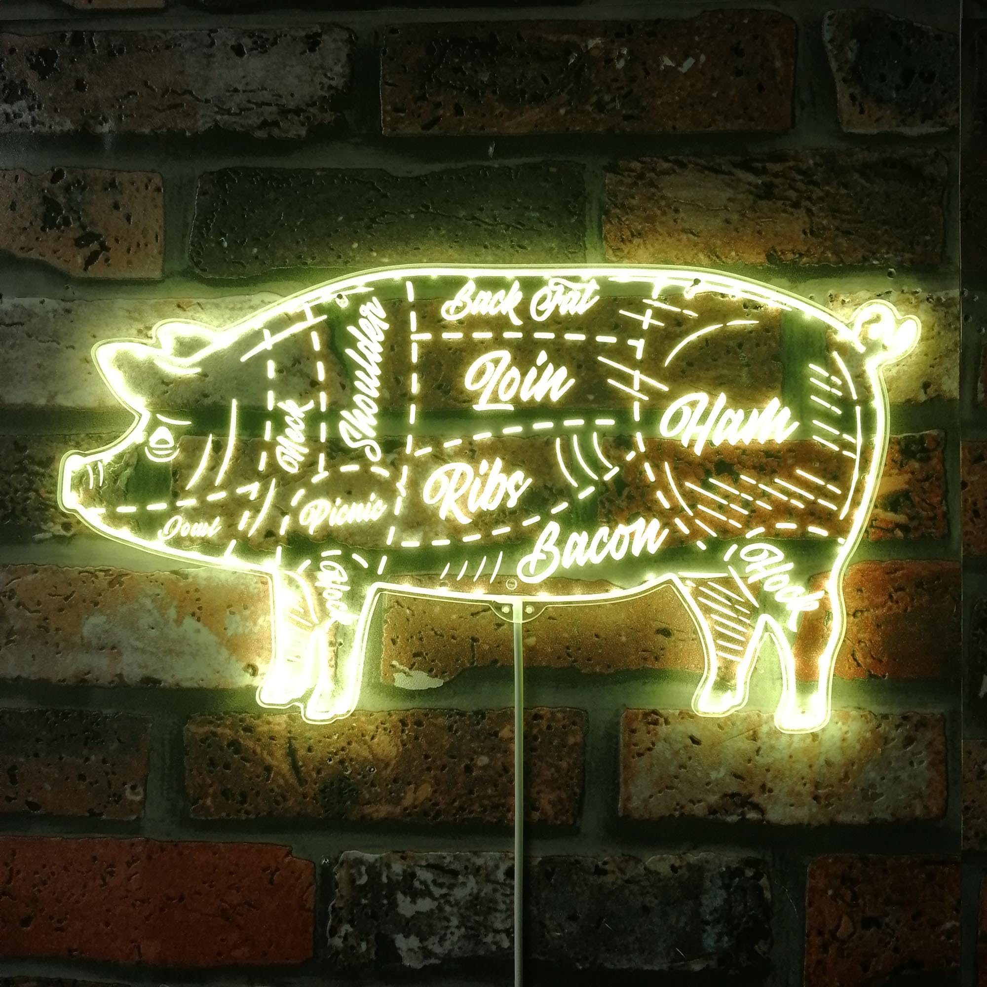 ADVPRO Pig Pork Meat Chart Butchery Shop RGB Dynamic Glam LED Sign - Cut-to-Edge Shape - Smart 3D Wall Decoration - Multicolor Dynamic Signage st06s84-fnd-i0258-c