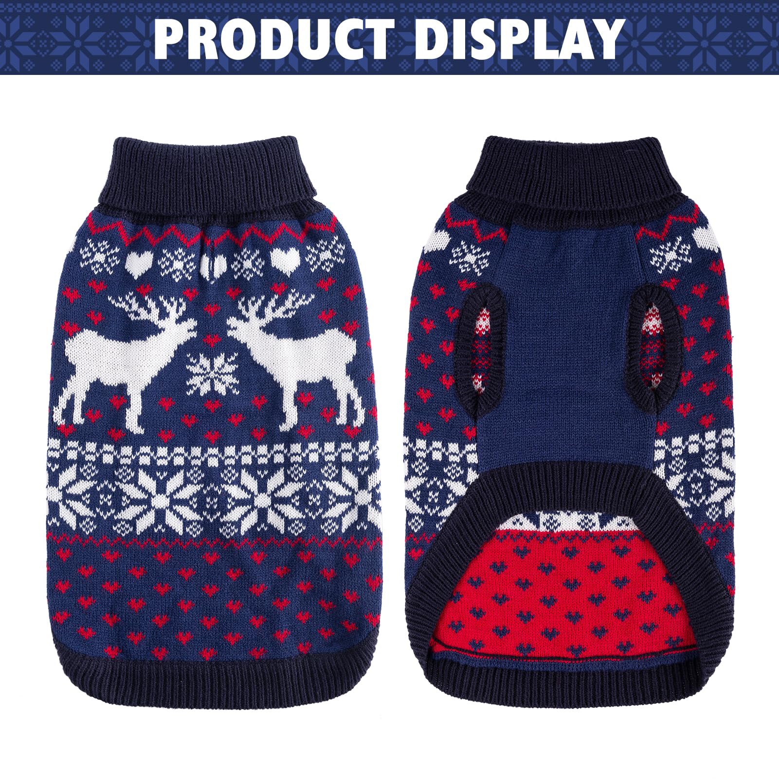 SCENEREAL Strickwaren Hundepullover Winterkleidung - Weihnachten Hund Pullover Xmas Kleidung Warme Mäntel Klassisches Muster