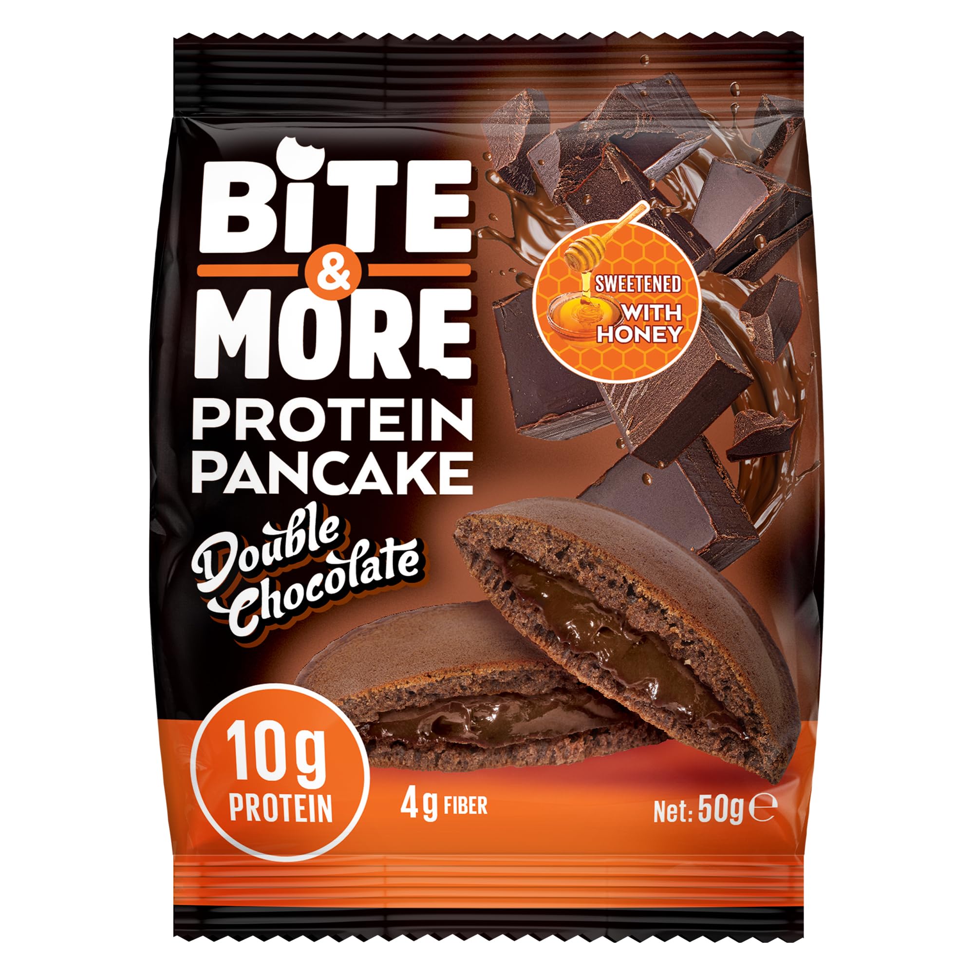Protein Pancake Double Chocolate flavour, No Sugar Added & Sweetened With Honey, High Protein, High Fiber, Keto-Friendly, Low Carb, 1.76 oz (50 g) x 12 Pack