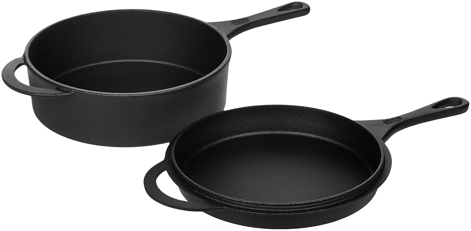 Buy AmazonBasics PreSeasoned Cast Iron Skillet and Dutch Oven Set