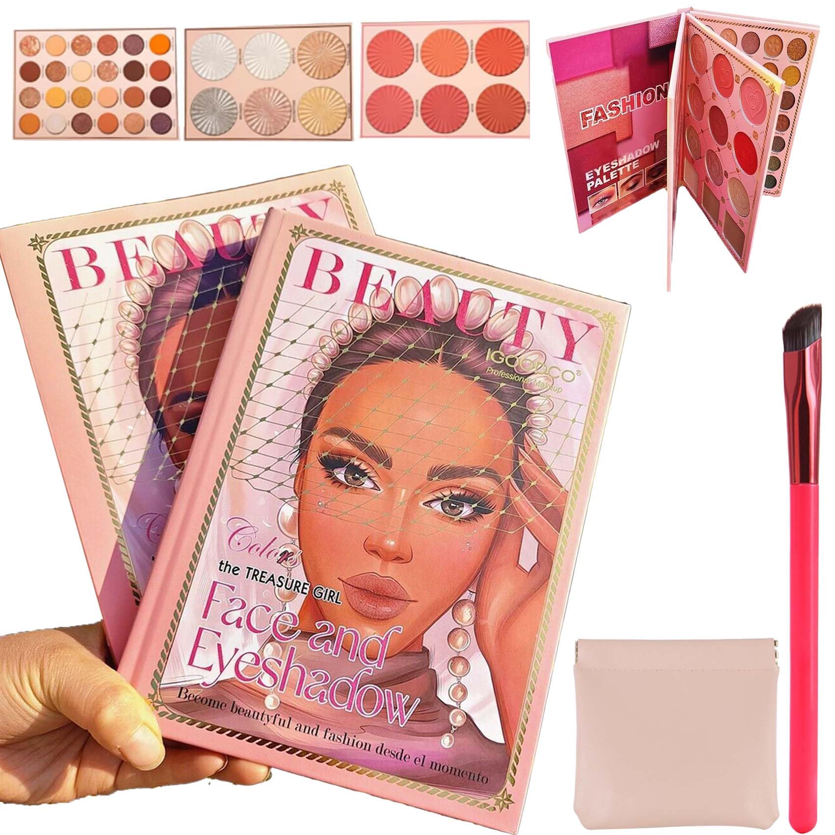 Christine Makeup Book Palette, 82 Color Eyeshadow Palette Colorful Makeup, Eye Shadow Palette Makeup Book, Christine 3-in-1 Palette Notebook Eye Shadow + Highlighter + Blush (1pc)