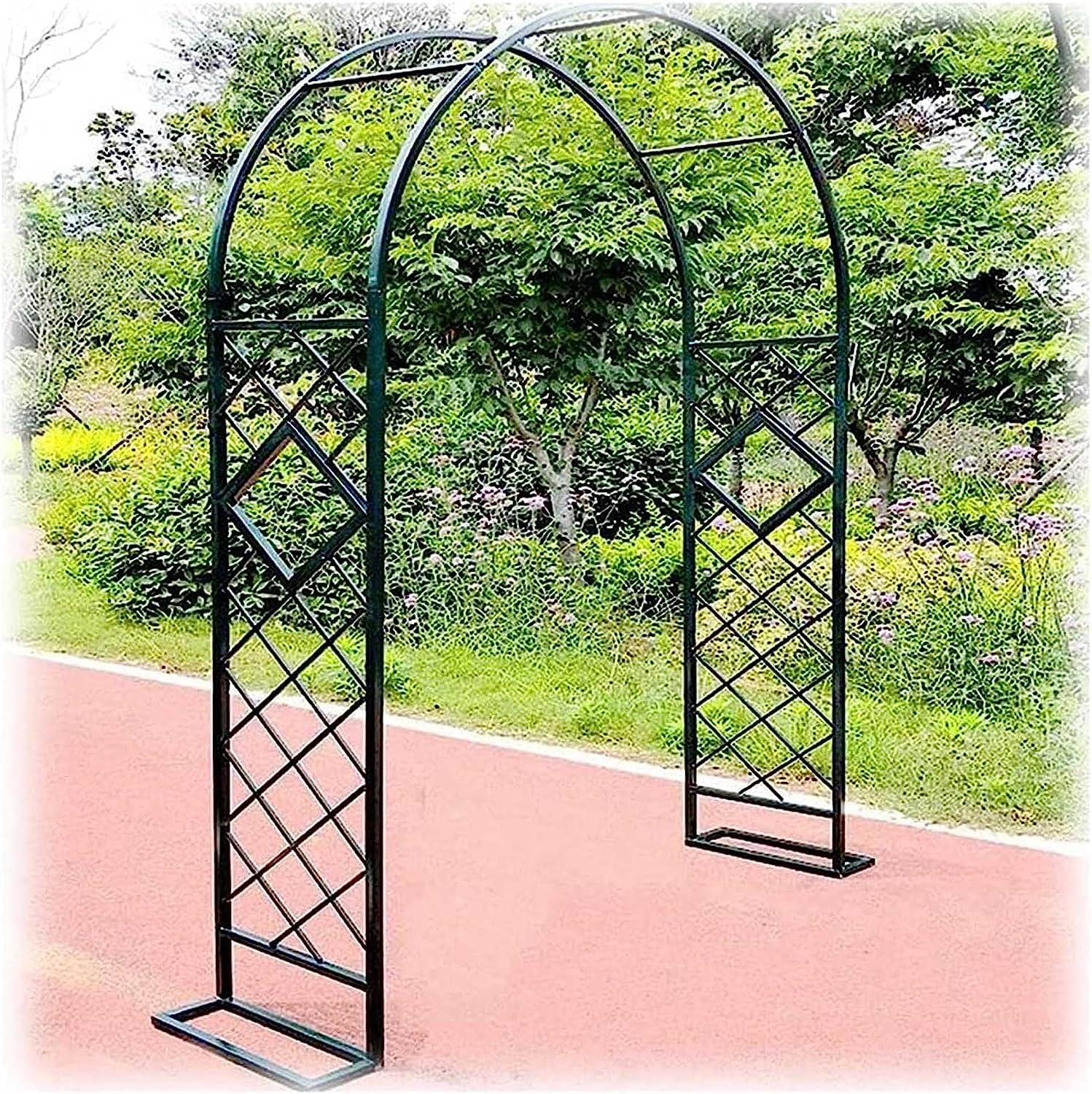 Grote stalen rozenboog trellis voor klimplanten, decoratieve tuin