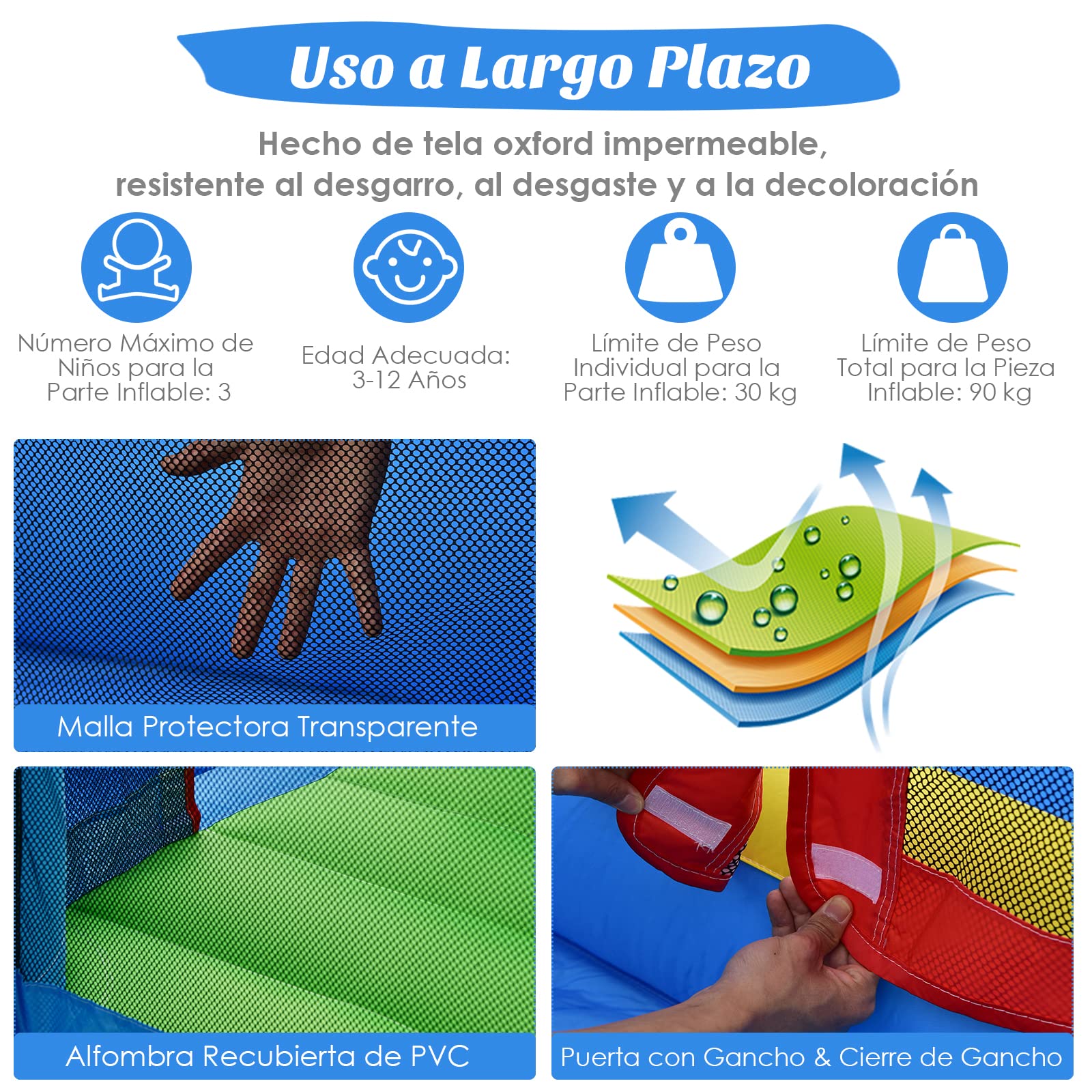 COSTWAY Tobogán Acuático Inflable, Castillo Inflable con Tobogán Mojado Seco para Interior y Exterior, Parque Acuático Portátil para Patio con Pelotas, Pelota de Baloncesto Inflable sin Compresor
