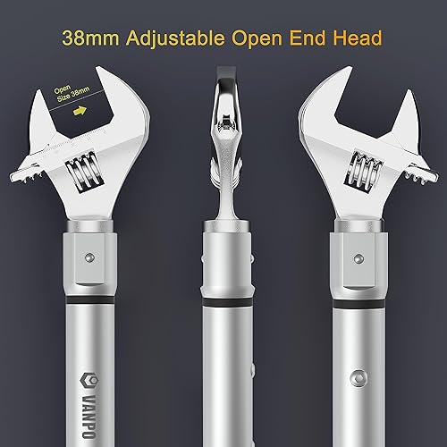 Miniatura 6 de Llave dinamométrica digital ajustable 5-99.6ft-lbs6.8-135N-m, llave dinamométrica de extremo abierto de 14 × 0.709 in, mandíbula ajustable de 1.496