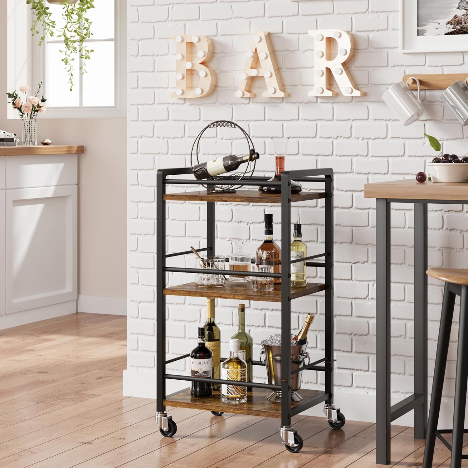 Bar Cart for Home, Small Home Bar Serving Carts, Mini Bar