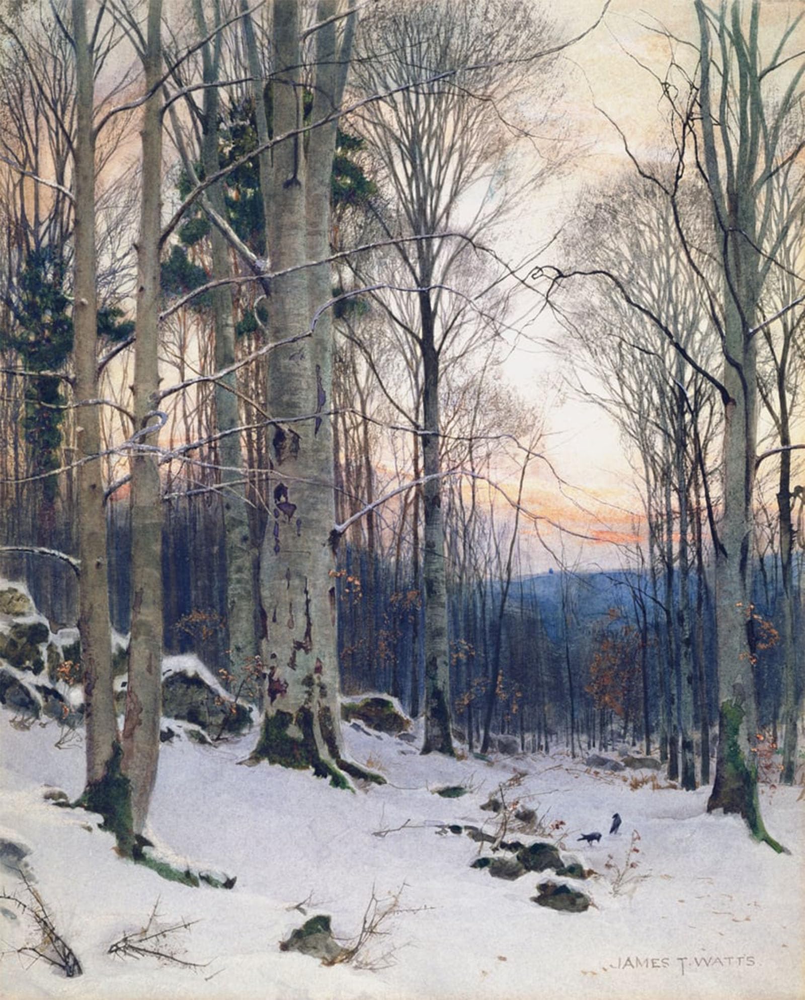 POSTERIIk Famous Modern Artwork Art Mural Twilight Beech Woods by Famous painting Oil Paintings Pictures for Home Decor 60x90cm