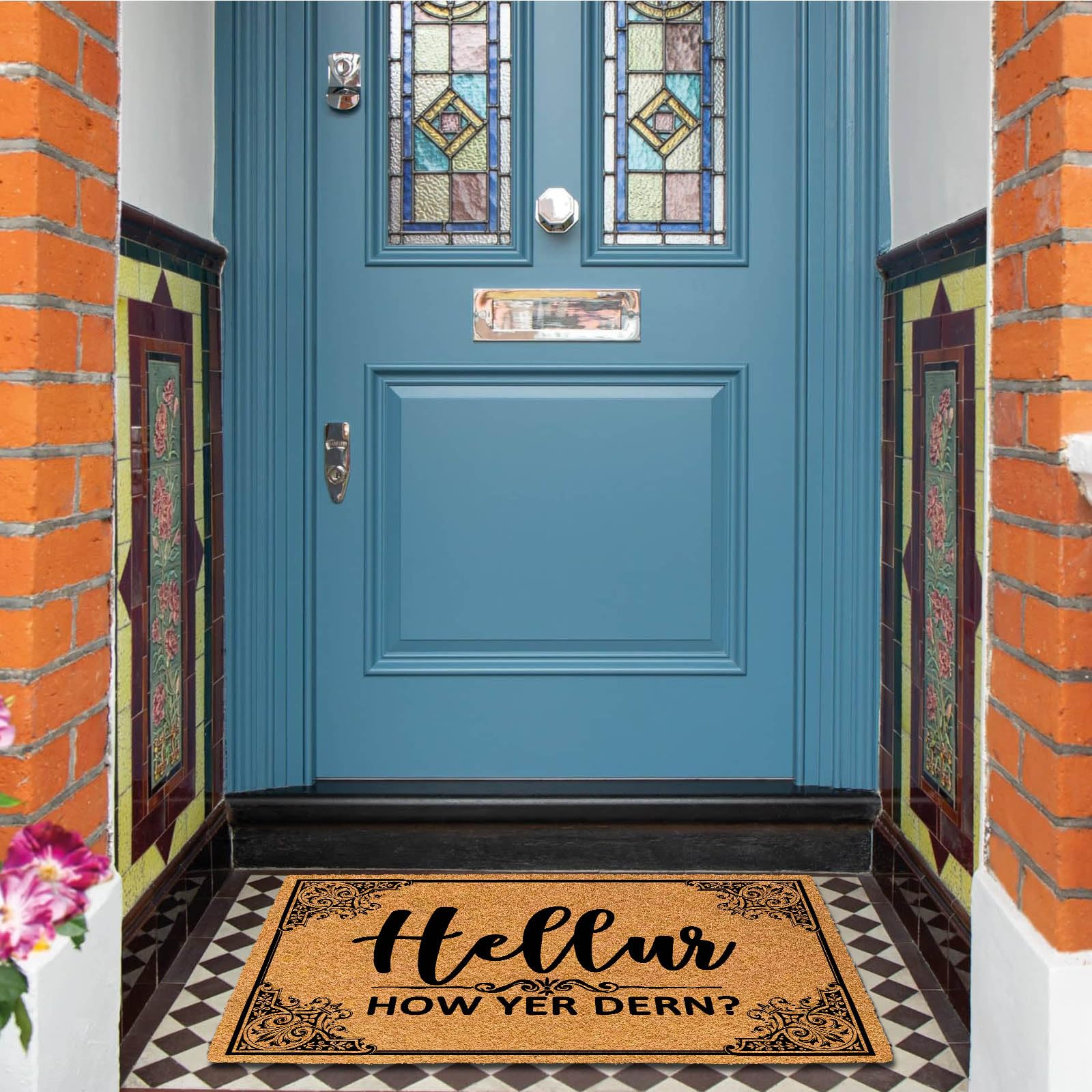 Hellur How Yer Dern Paillasson d'extérieur 60 x 40 cm – Tapis de bienvenue pour entrée extérieure, tapis de porte d'entrée, tapis en caoutchouc pour l'extérieur, design amusant
