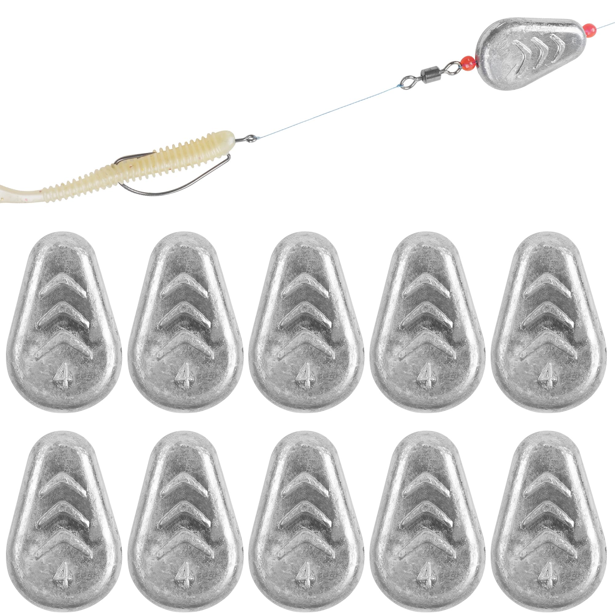 Fishing Weight Sinker Surf Fishing No-Roll Sinker Lead Weight No Snagging Flat Inline Sinker for Catfish Rig Saltwater Freshwater 5Pieces/10Pieces (4 Ounce 10Pack)