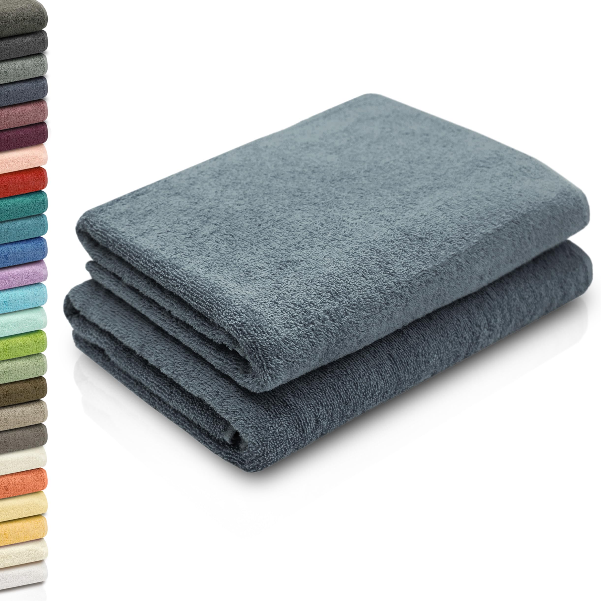 ZOLLNER Lot de 2 Serviettes de Douche, 70x140 cm, Coton, Gris