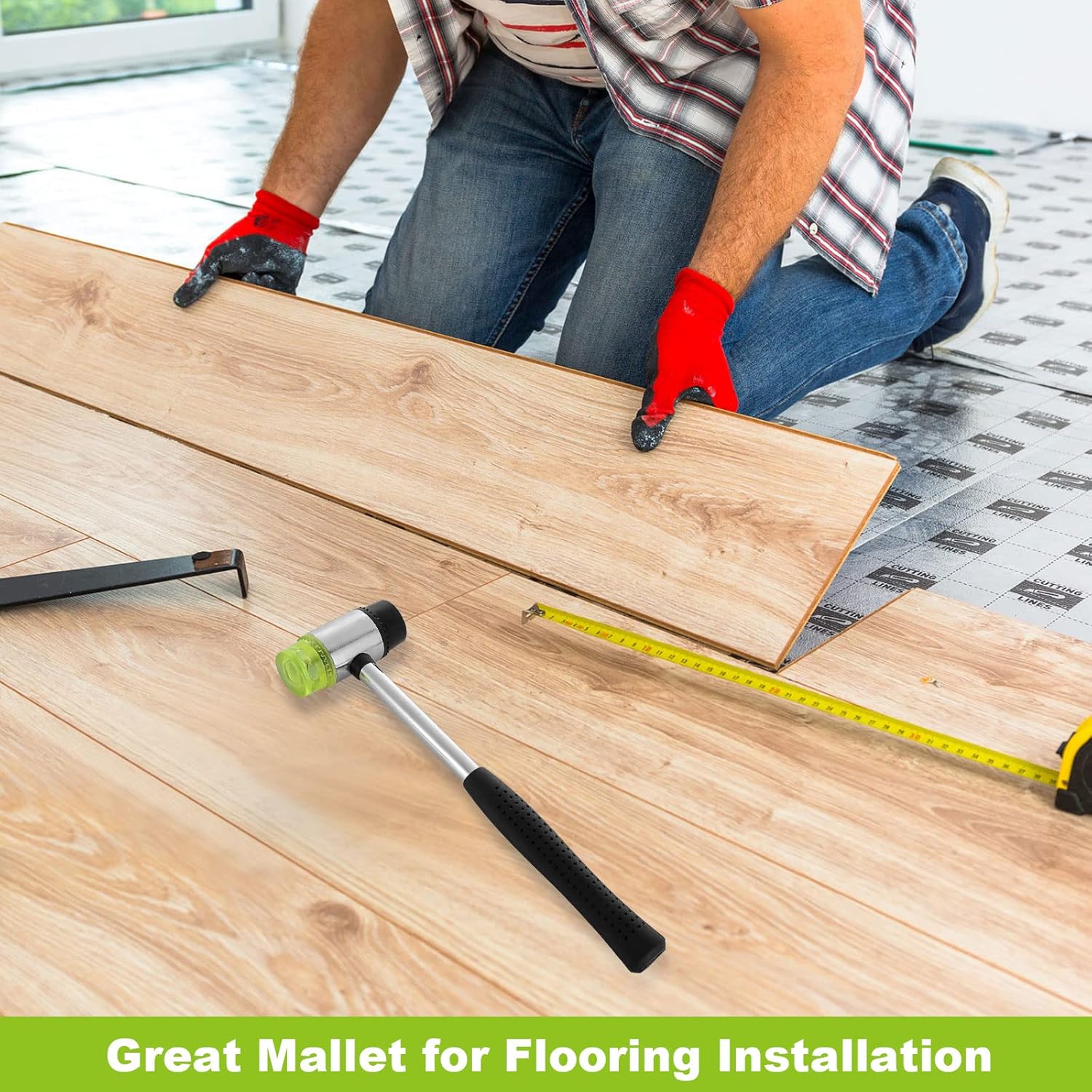 PETTYOLL 4 PCS Rubber Mallet, 25MM Dual Head Plastic and Rubber Hammer with Non-Slip Rubber Handle, Metal Mallet with Replacement Heads for Jewelers, Woodworking, Flooring Installation