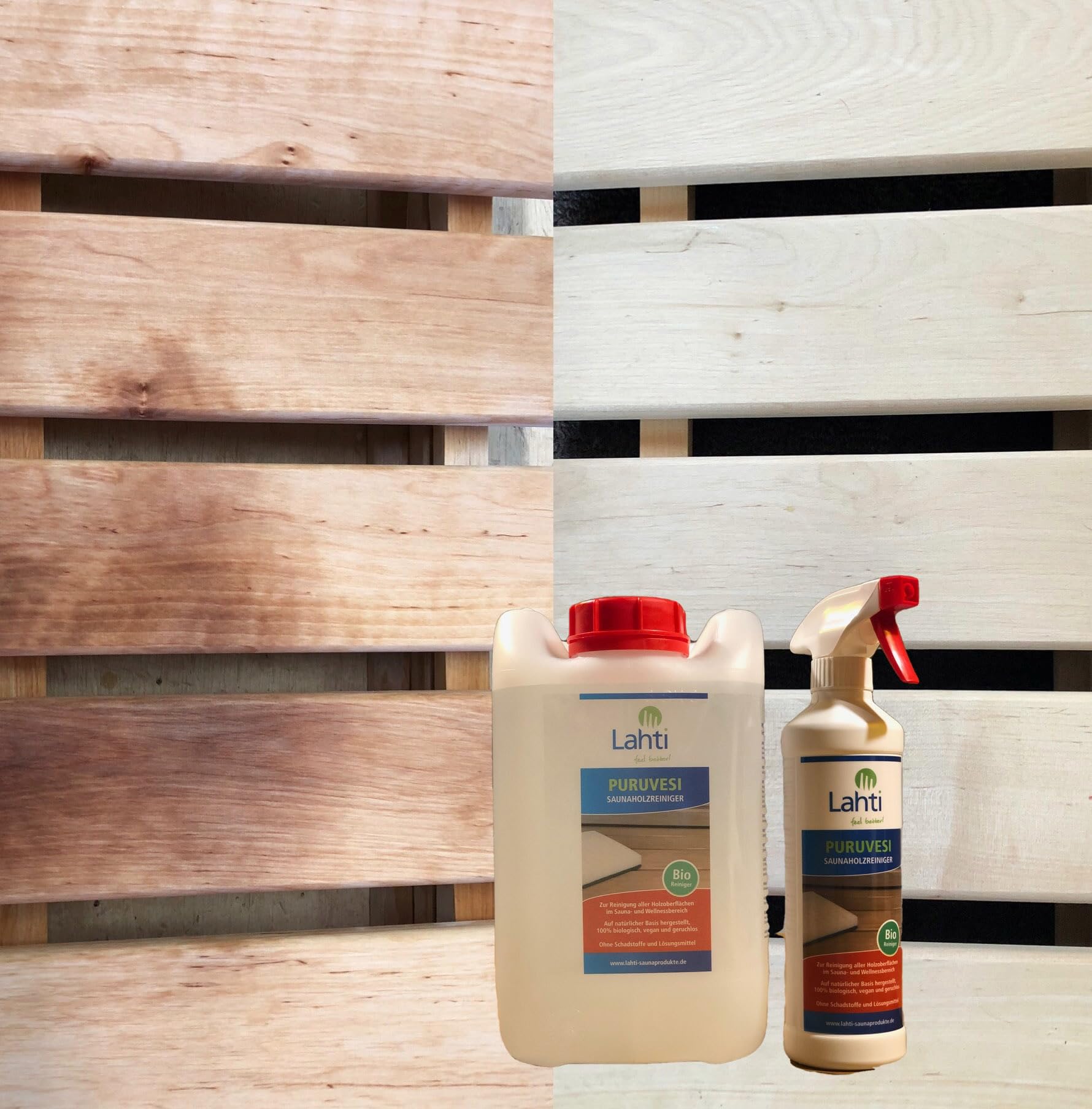 Lahti Sauna Care Set - Set für HolzSchutz, Reinigung und Pflege Ihrer Sauna - 1 PURUVESI, 2 OULUJÄRVI + Zubehör