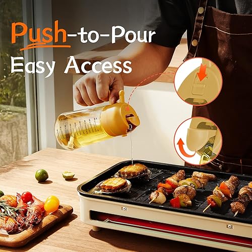 Miniatura 31 de TrendPlain Pulverizador de aceite de oliva de vidrio de 16 oz/15.9 fl oz para cocinar, botella dispensadora de aceite de oliva 2 en 1 para Negro