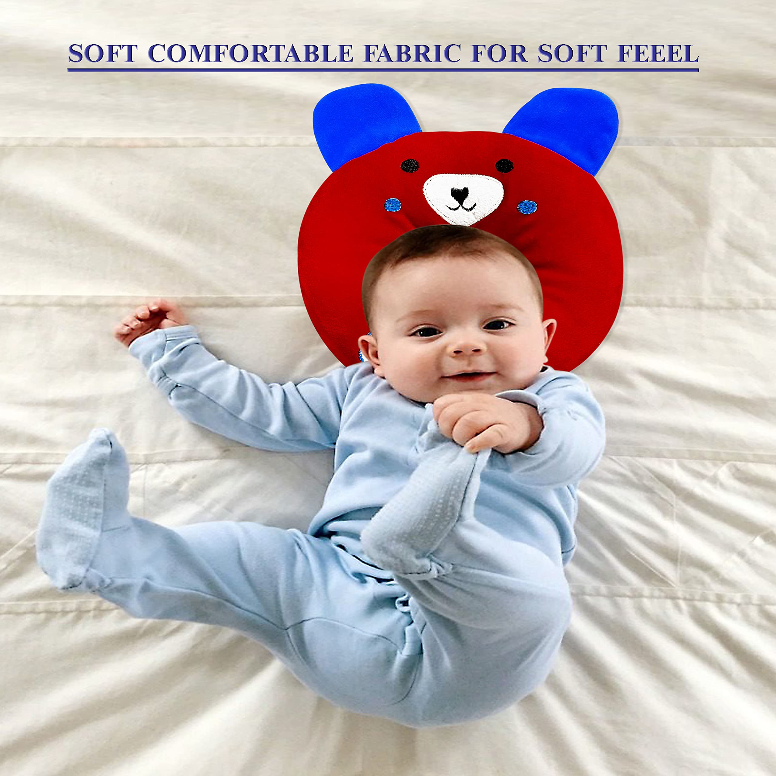 MOM & SON Baby Pillow U Shaped Panda Baby Pillow(0-9) (Red)