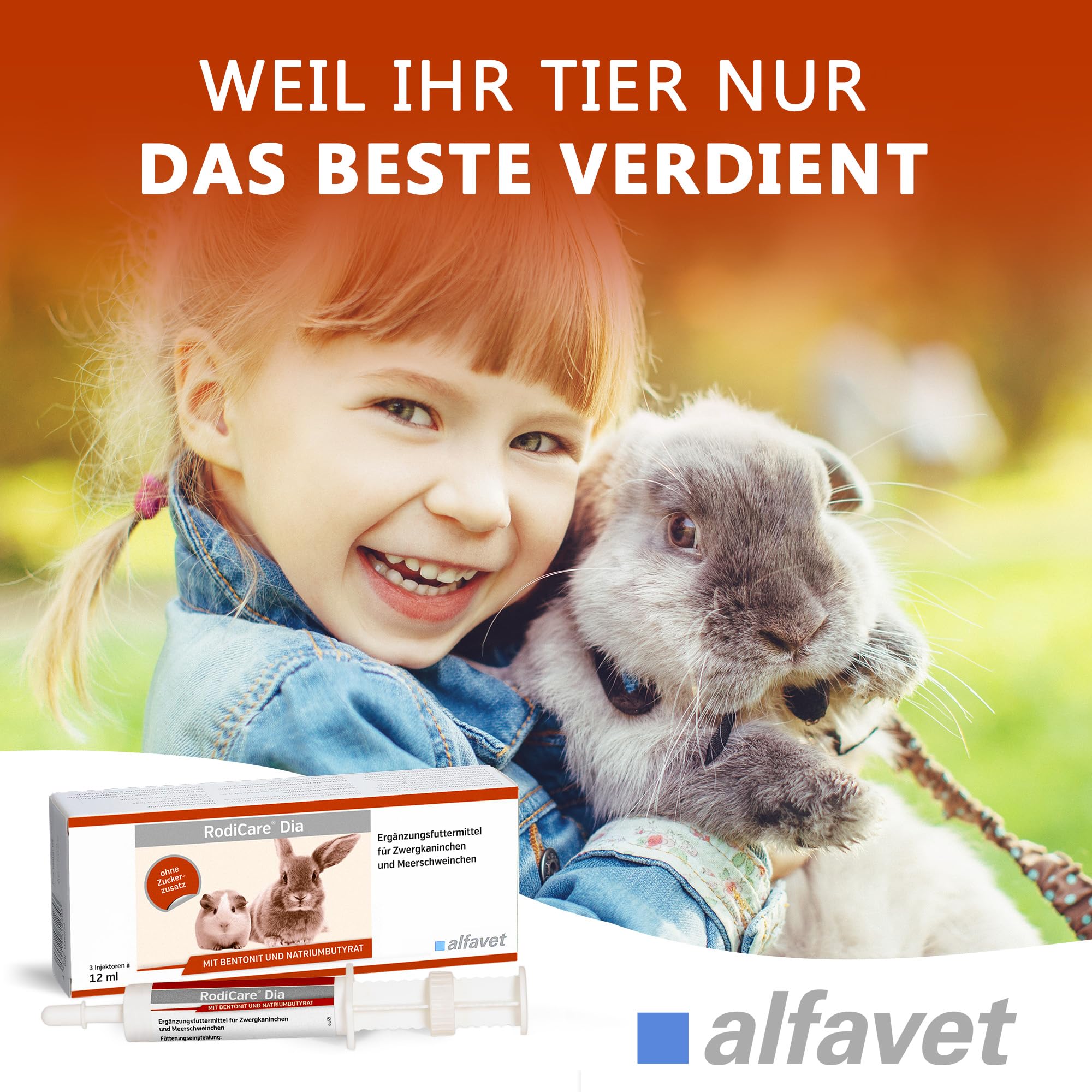 Alfavet RodiCare Dia | Doppelpack | 2 x 3 x 12 ml | Ergänzungsfuttermittel für Zwergkaninchen und Meerschweinchen | Zur Unterstützung der physiologischen Verdauung