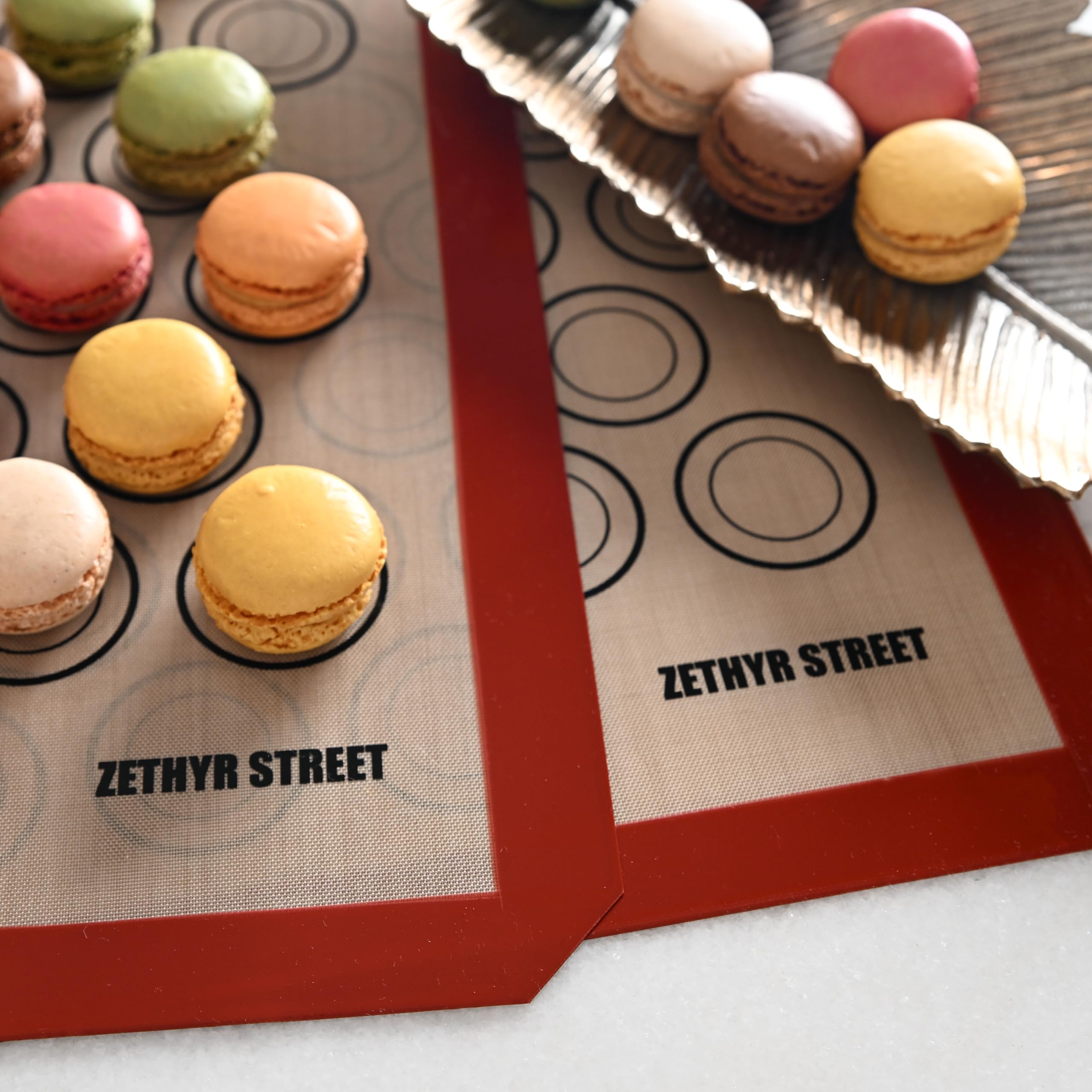 Macaron Backmatte, Silikon, antihaftbeschichtet, vollständiges Blatt, wiederverwendbar, 10 Stück, Rot | Antihaft-Macaron-Matte für perfektes Backen, spülmaschinen- und ofenfest, für Macarons, Kekse, Brot und mehr, 40 x 60 cm