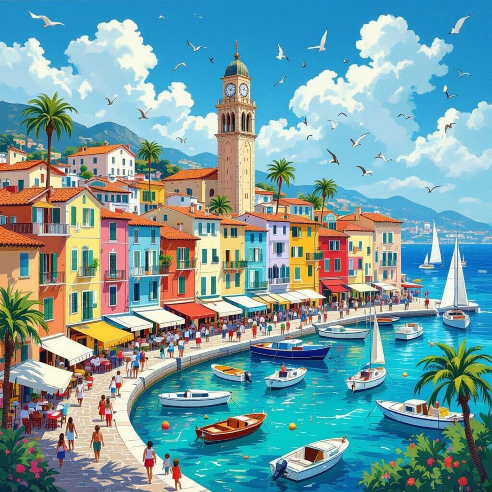DIY Colorful Cabin Paint by Numbers Oil Painting Kit Drawing Paintwork on Canvas 13.65x13.65inch with Frame Canvas Oil Painting Number Painting for Beginners Adults Gift Home Wall Decor