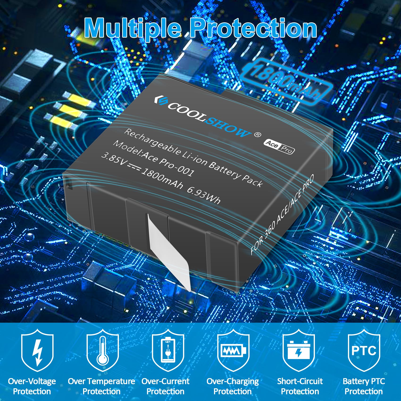 Batteria Insta360 Ace Pro - 1750mAh, 3.85V, Compatibile, Protezione Sicurezza - Foto 3