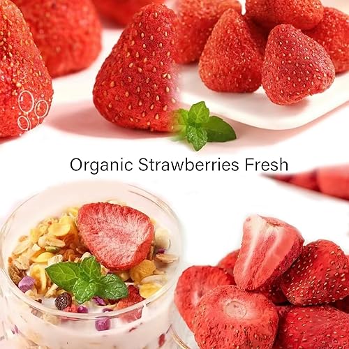 Miniatura 4 de Xiaocun Diary, Bocadillos de frutas de fresa, fritas liofilizadas en bolsa resellable, 100% fruta entera de sabor original natural, paquete de 3.8