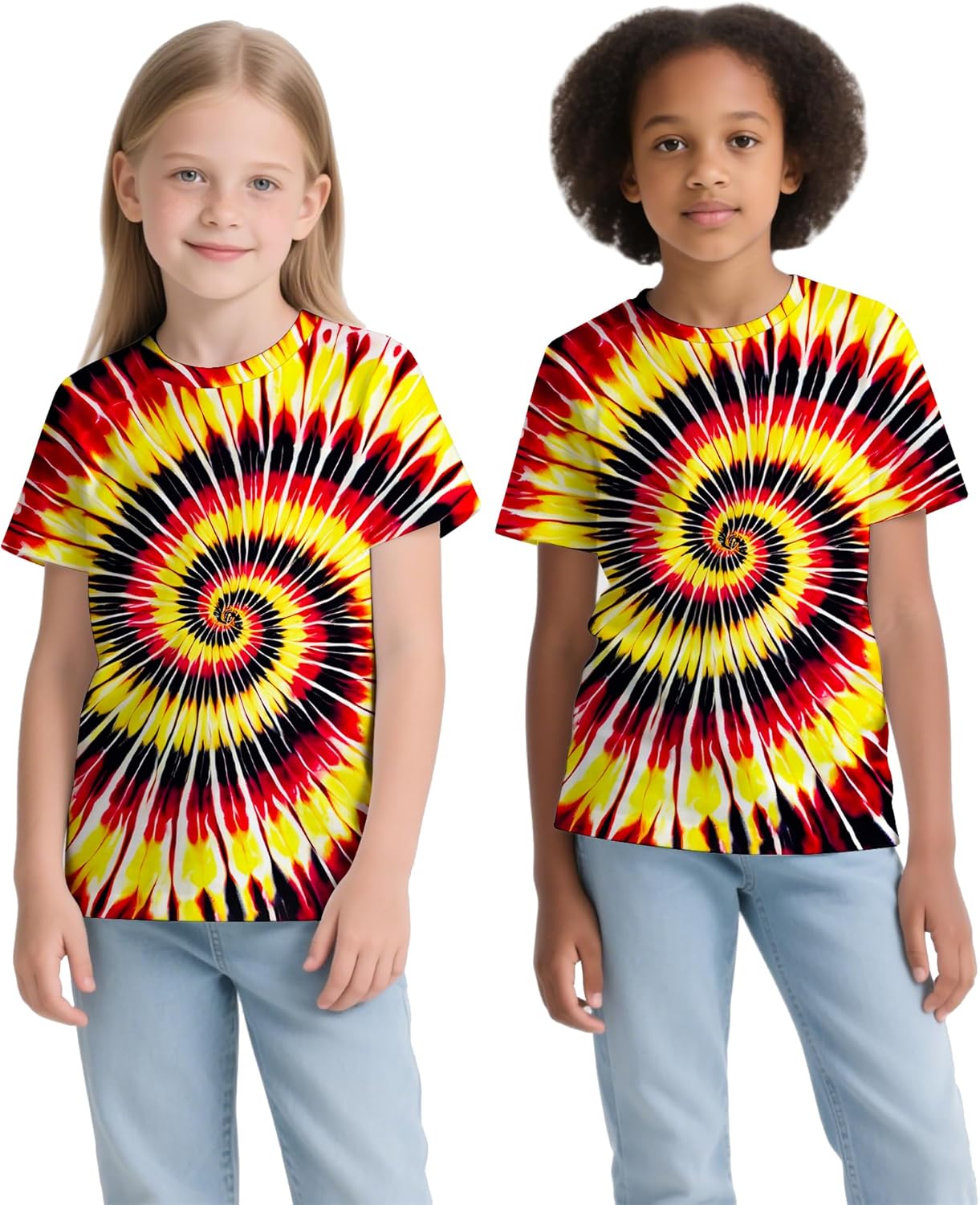 Kids Tie Dye Shirt 4-16 Years Boys Girls Hippies Senior Short Sleeve Colorful Tees T Shirts - Image 4