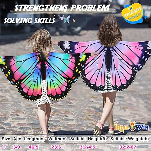 Miniatura 2 de iROLEWIN Alas de mariposa para niñas pequeñas, disfraz de mariposa, alas de disfraz de insectos, como juguetes de juego, recuerdos de fiesta