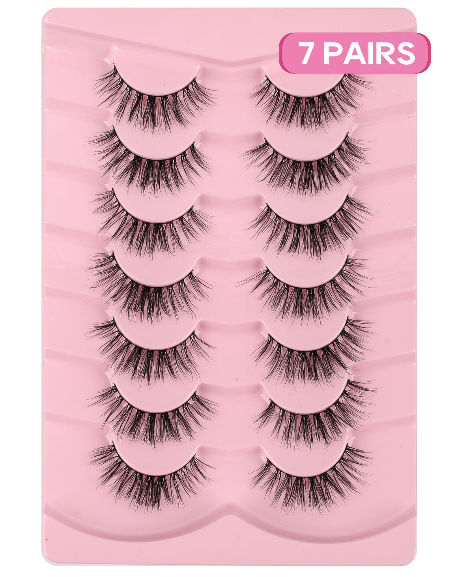 Mink Lashes Natural Look Wispy Eyelashes Short Wispy False Lashes 9mm 3D Strip Fake Eyelashes C Curl Eye Lashes 7 pairs S2: 82-SUGAR