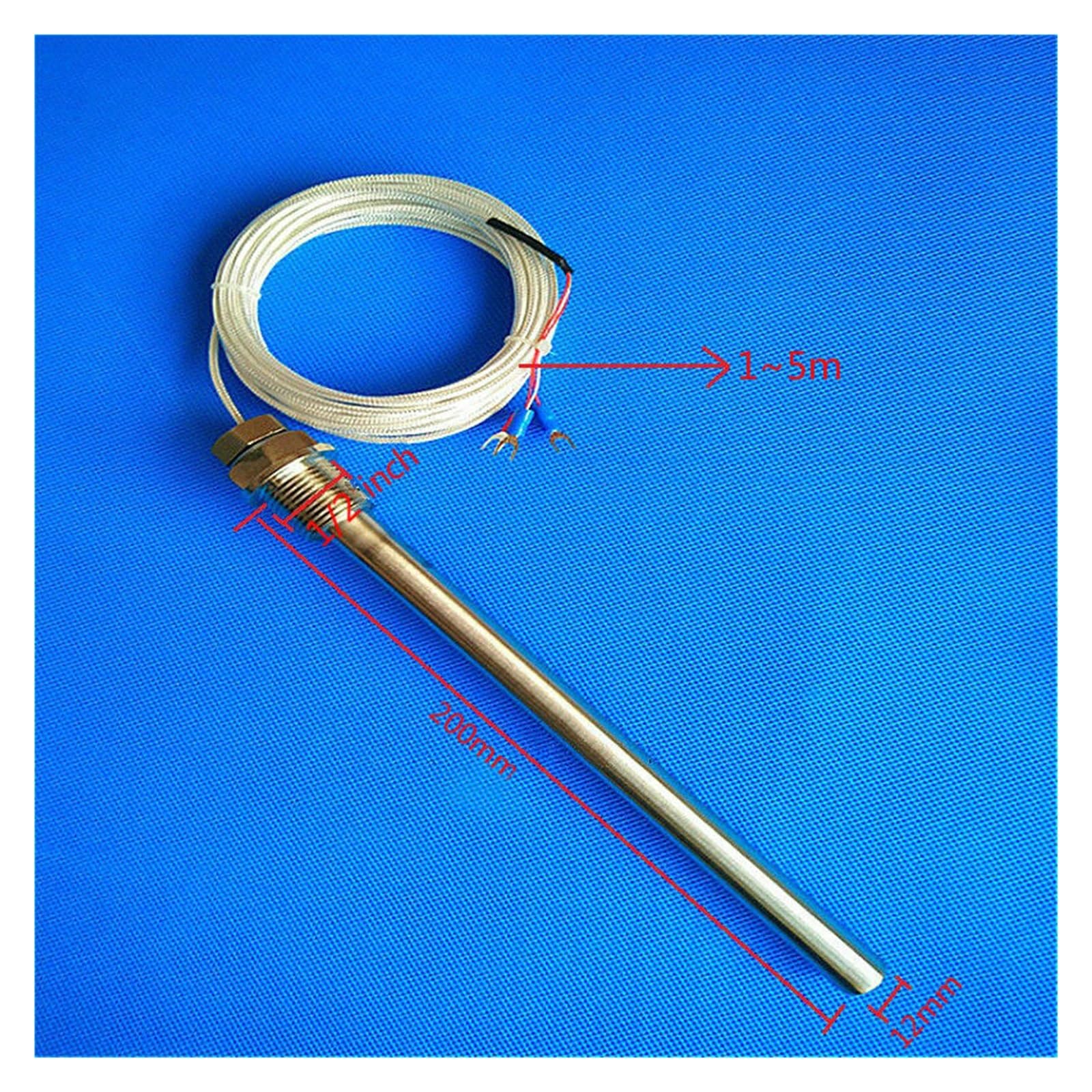 SSIMOO Sonda termopary PT100 Termistor platynowy Wodoodporny olejoodporny czujnik temperatury G1/2 Sonda temperatury termopary L 200mm kindly (Size : 2m)